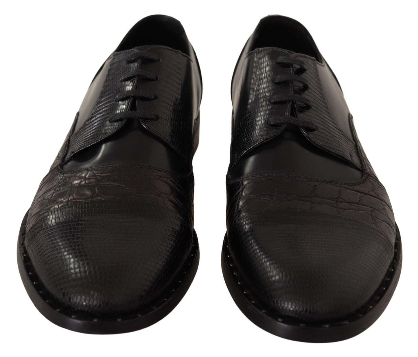 Dolce & Gabbana – Formelle Schuhe aus schwarzem Leder mit exotischen Häuten