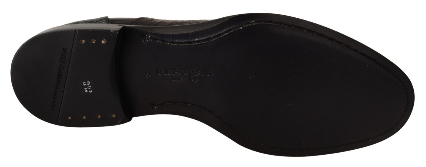 Dolce & Gabbana – Formelle Schuhe aus schwarzem Leder mit exotischen Häuten