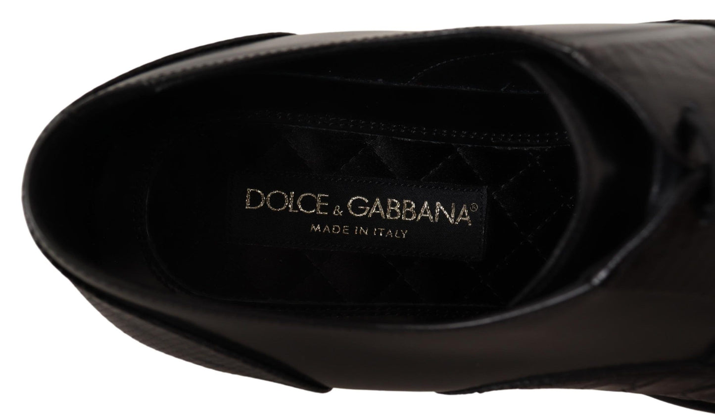 Dolce & Gabbana – Formelle Schuhe aus schwarzem Leder mit exotischen Häuten