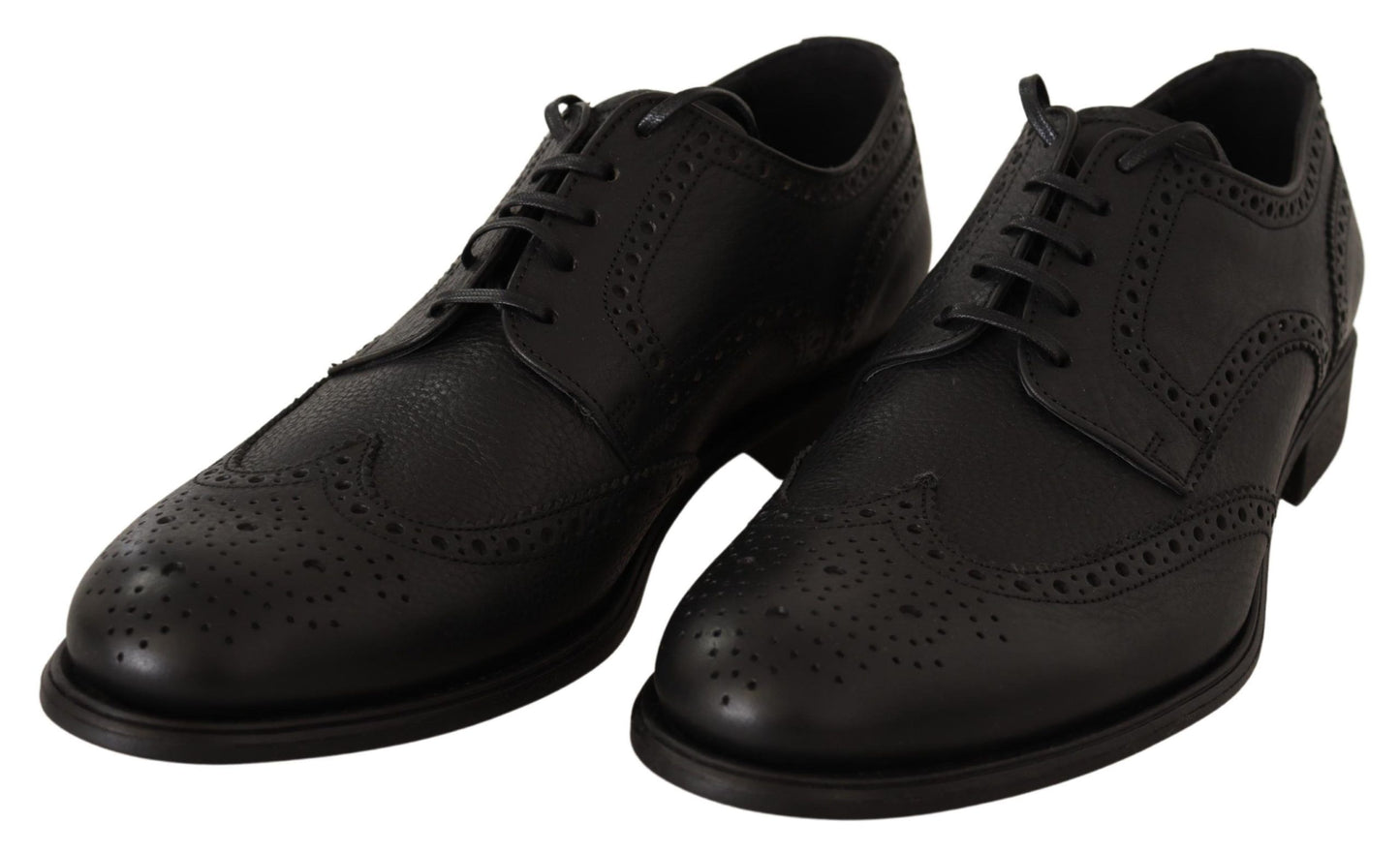 Dolce & Gabbana – Oxford-Schuhe aus schwarzem Leder mit Flügelkappe