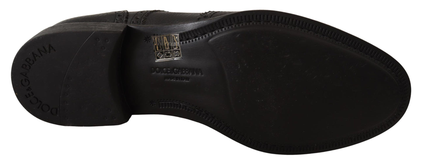 Dolce & Gabbana – Oxford-Schuhe aus schwarzem Leder mit Flügelkappe