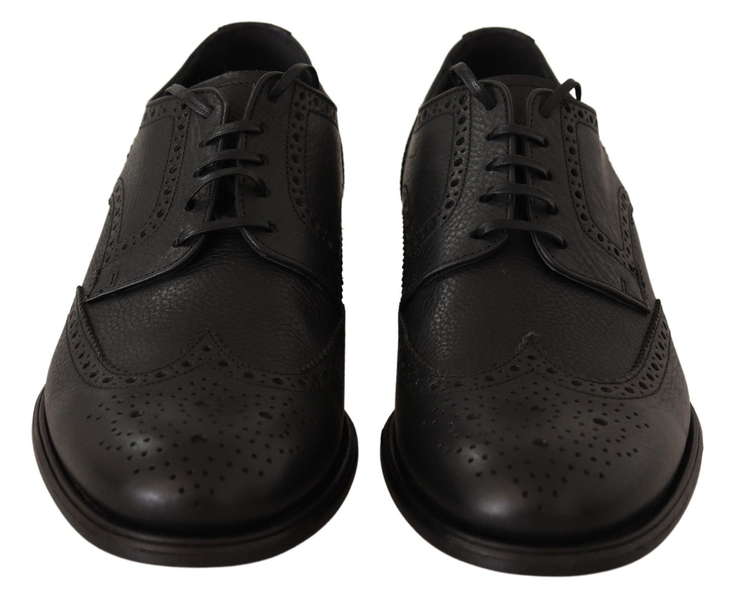 Dolce & Gabbana – Oxford-Schuhe aus schwarzem Leder mit Flügelkappe