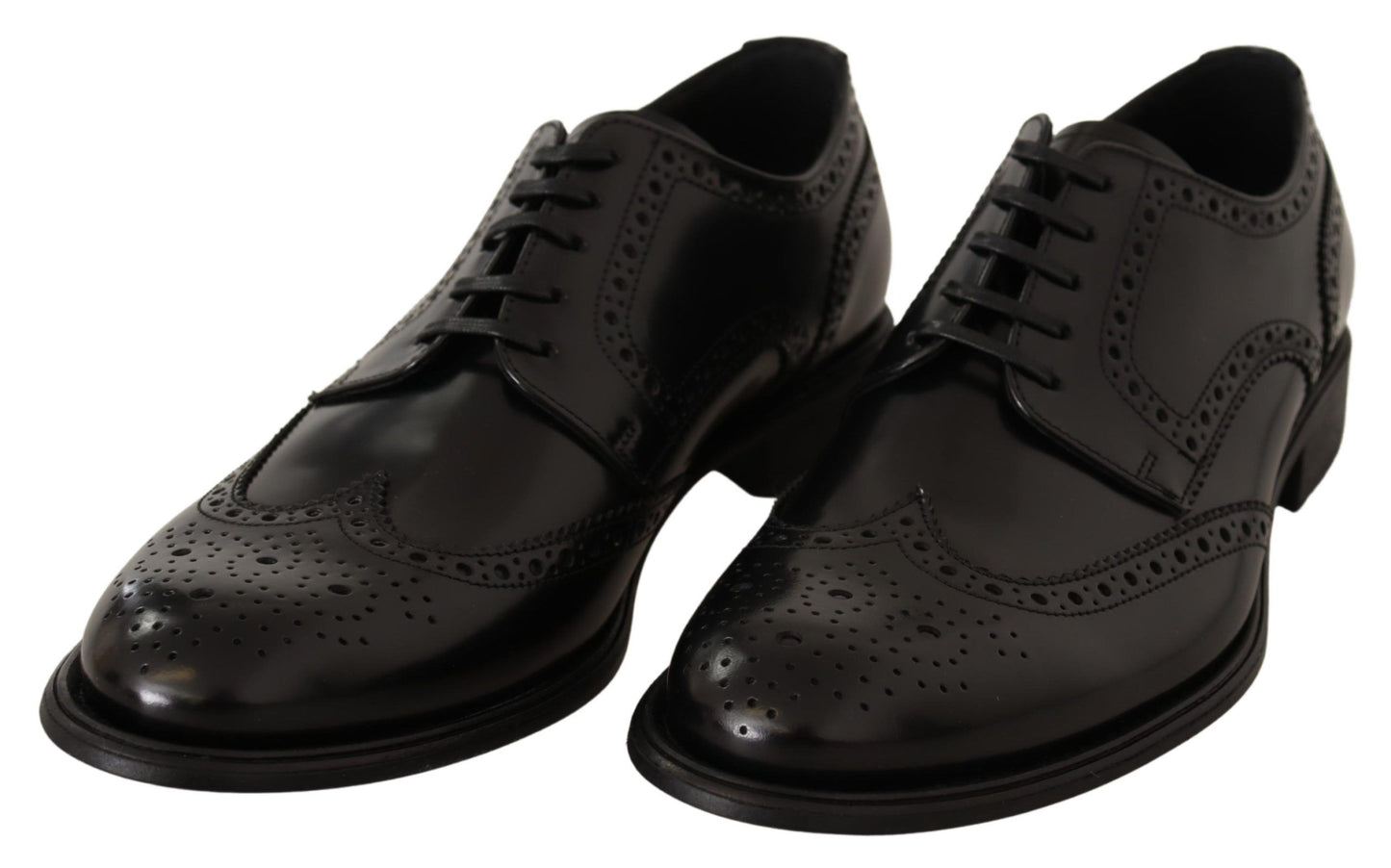 Dolce & Gabbana – Formelle Oxford-Schuhe aus schwarzem Leder mit Flügelkappe