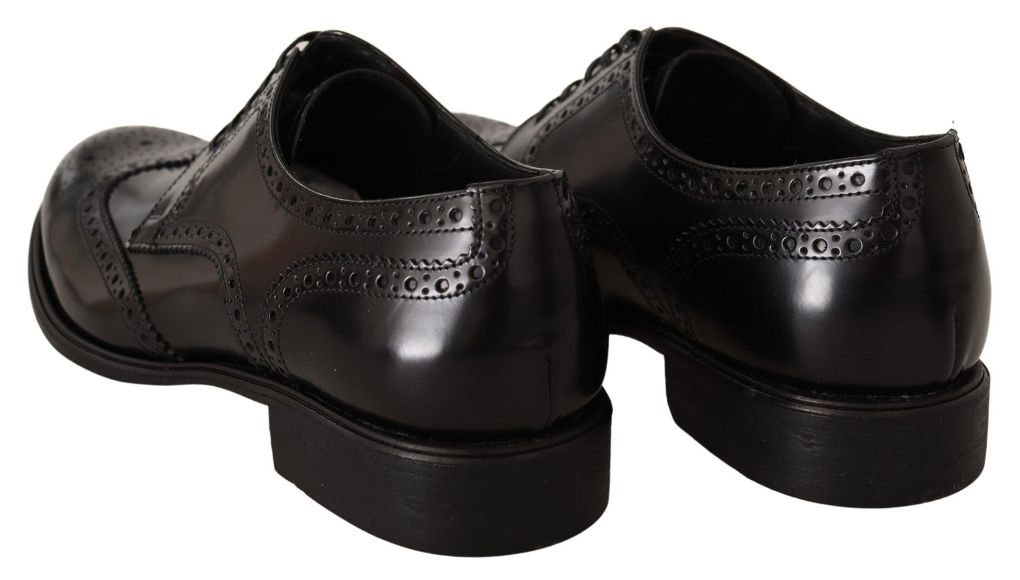 Dolce & Gabbana – Formelle Oxford-Schuhe aus schwarzem Leder mit Flügelkappe