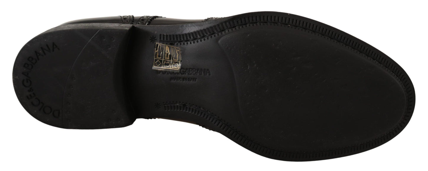 Dolce & Gabbana – Formelle Oxford-Schuhe aus schwarzem Leder mit Flügelkappe
