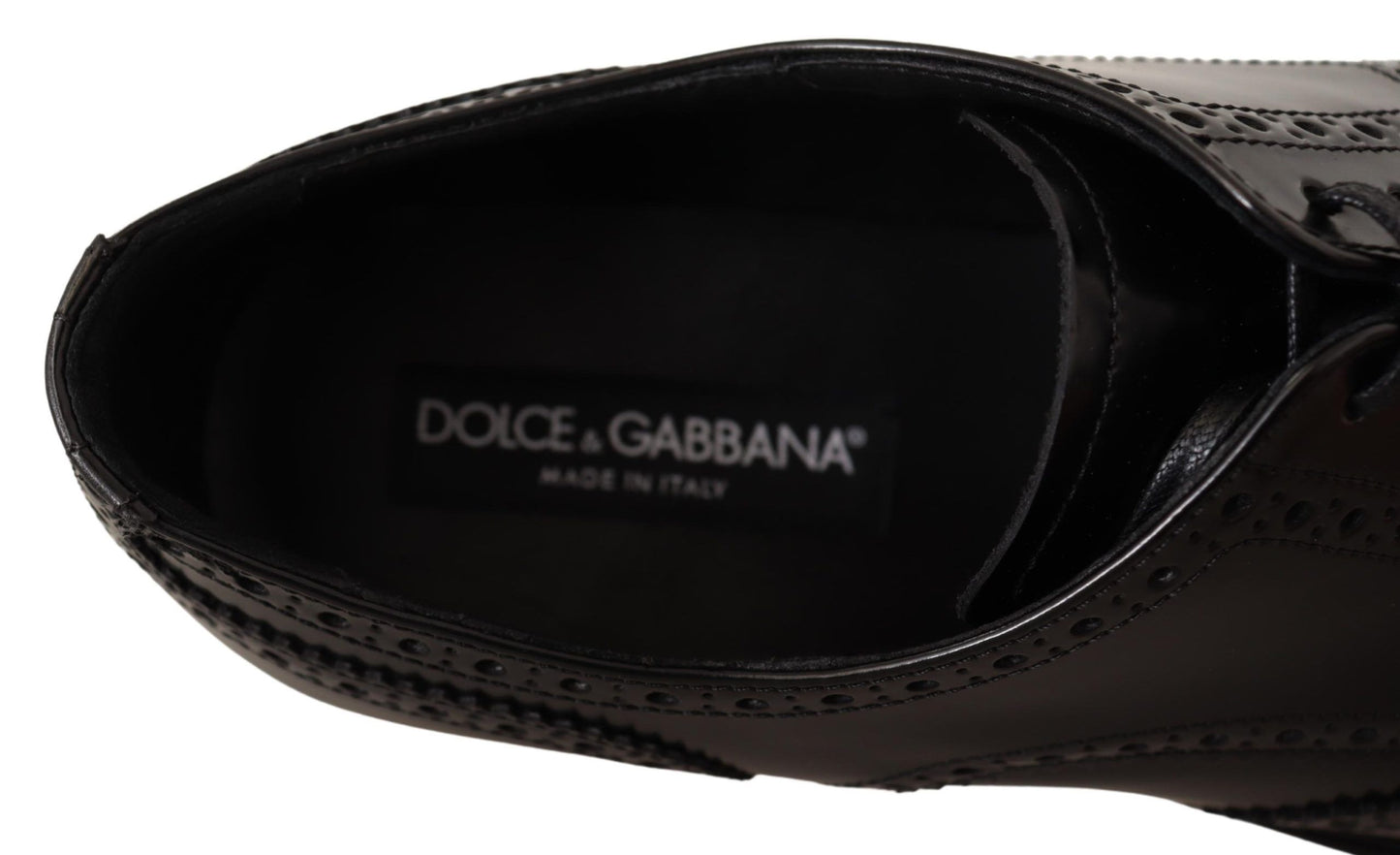 Dolce & Gabbana – Formelle Oxford-Schuhe aus schwarzem Leder mit Flügelkappe