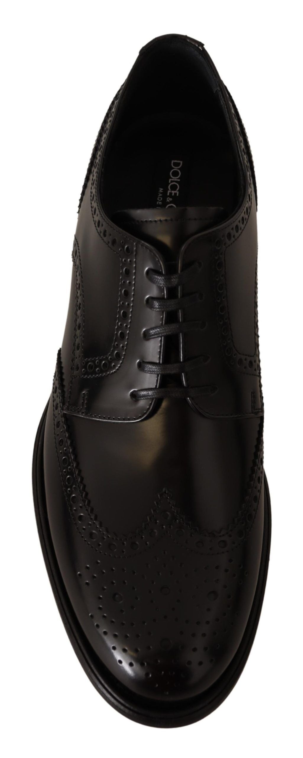 Dolce & Gabbana – Formelle Oxford-Schuhe aus schwarzem Leder mit Flügelkappe