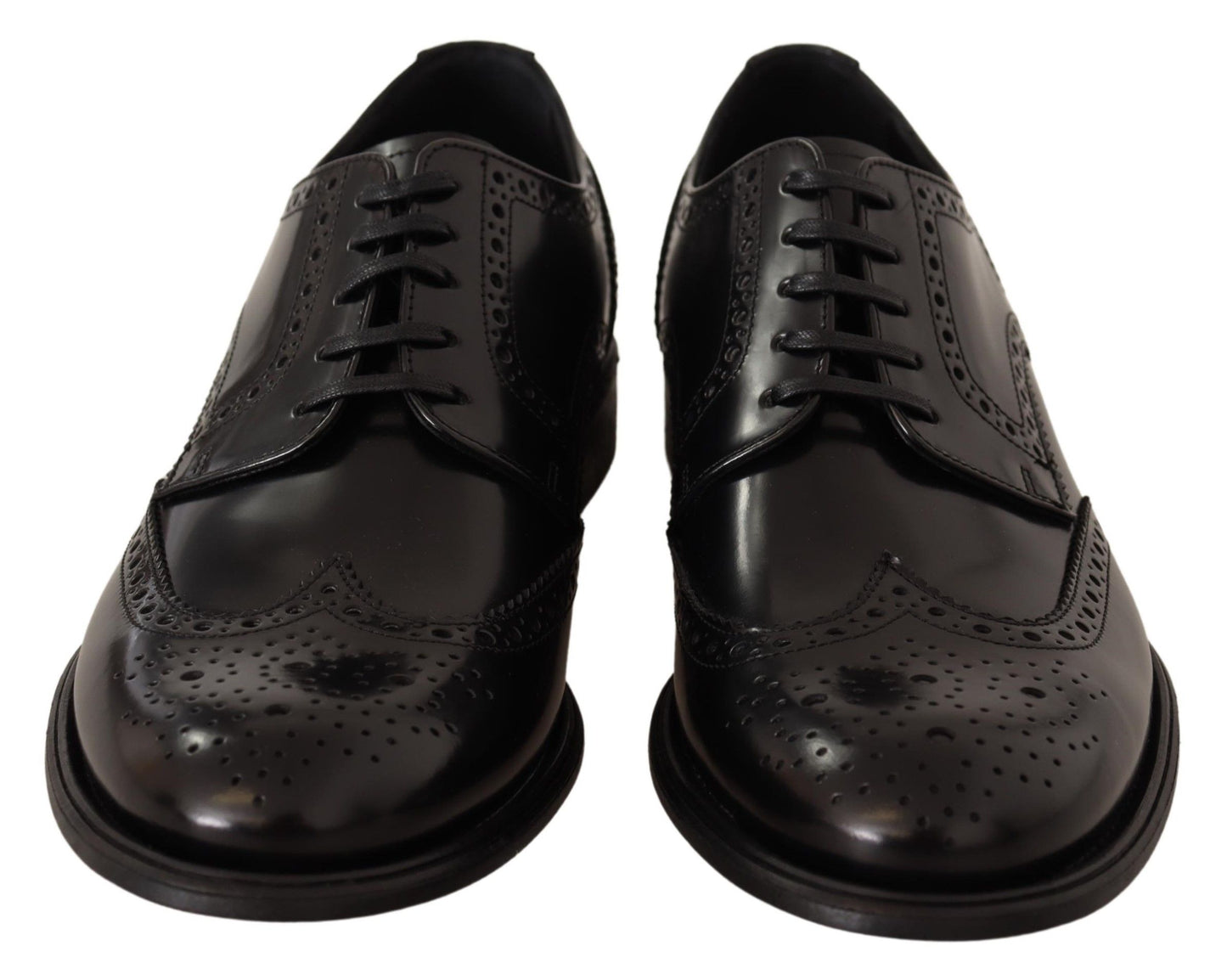 Dolce & Gabbana – Formelle Oxford-Schuhe aus schwarzem Leder mit Flügelkappe