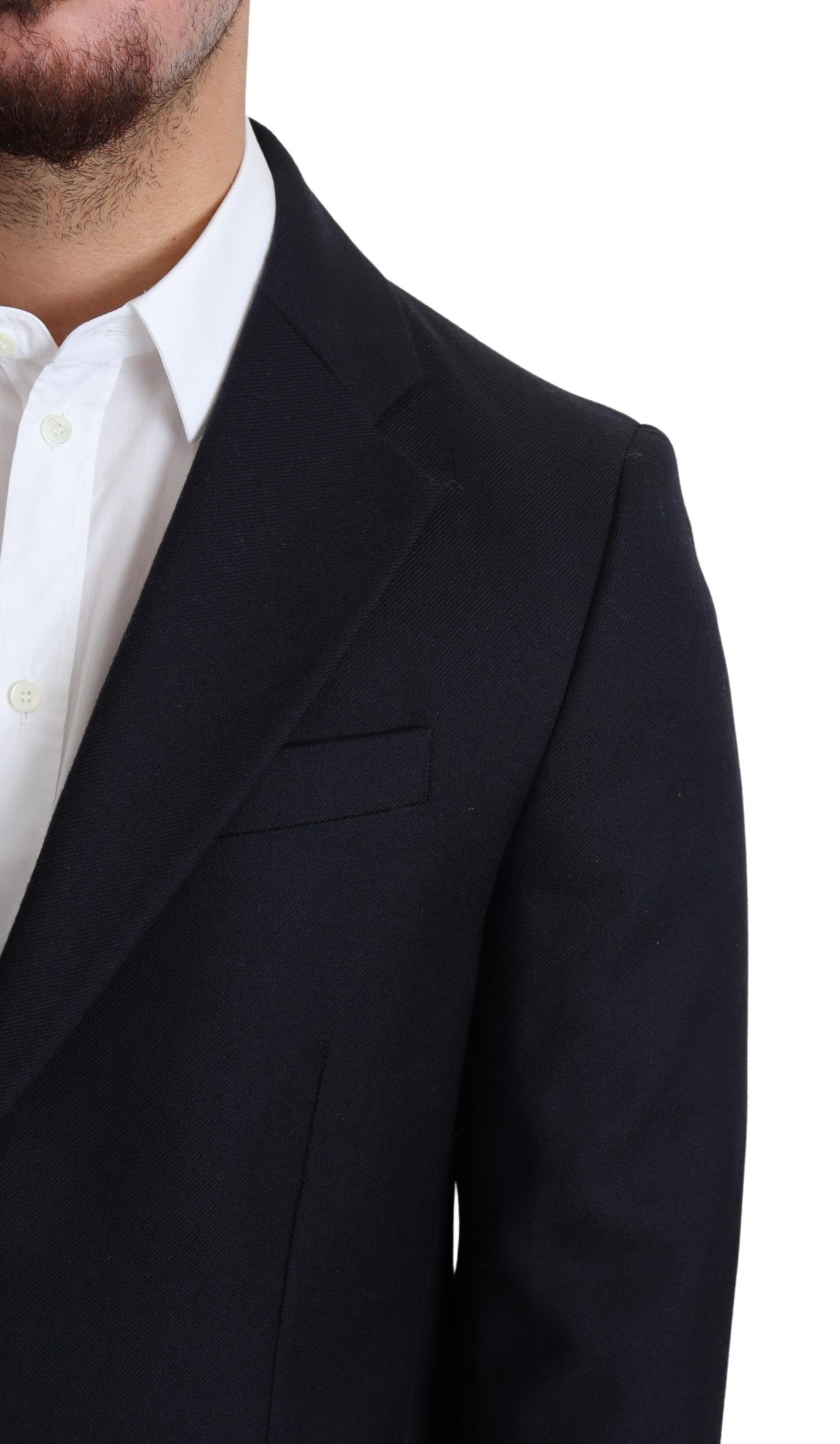 Dolce & Gabbana Dunkelblaue einreihige Wollmanteljacke