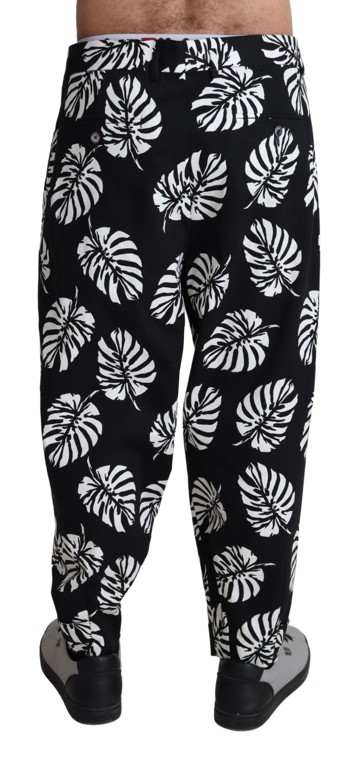 Dolce & Gabbana Black Leaf Baumwoll-Stretchhose