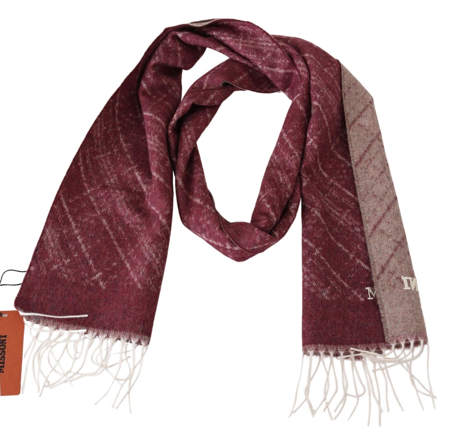 Missoni – Kastanienbrauner Unisex-Halswickelschal aus 100 % Kaschmir mit Fransen