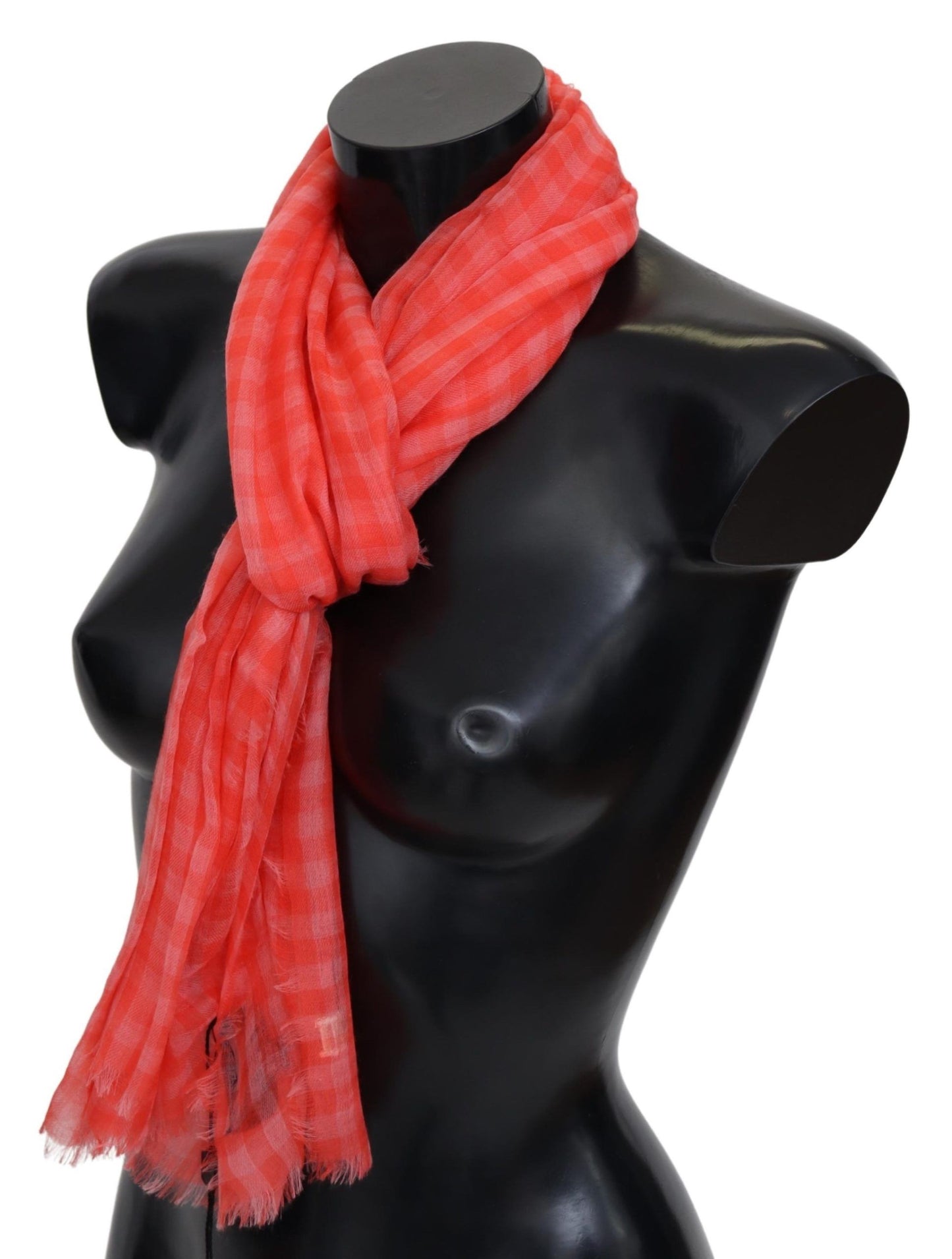 Missoni – Orange karierter Unisex-Wickelschal aus Kaschmir mit Fransen