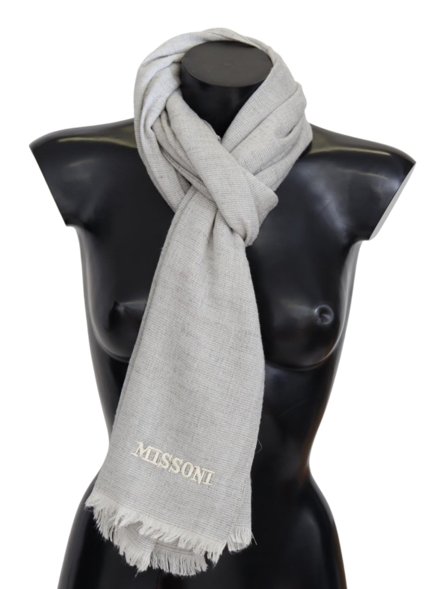 Missoni Grauer Unisex-Halswickelschal aus Wollstrick