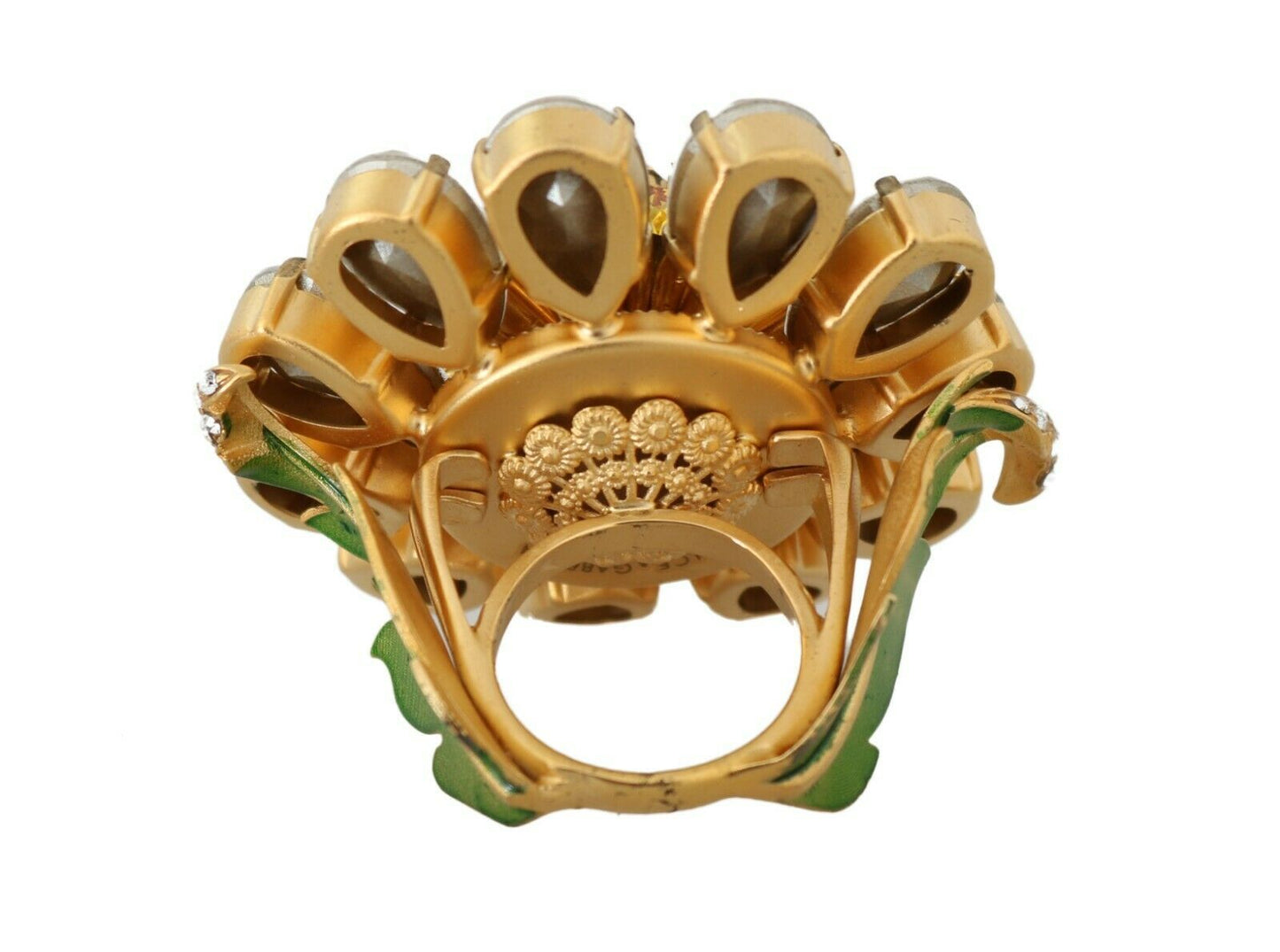 Dolce & Gabbana Goldmessing Gelber Kristallblumenring