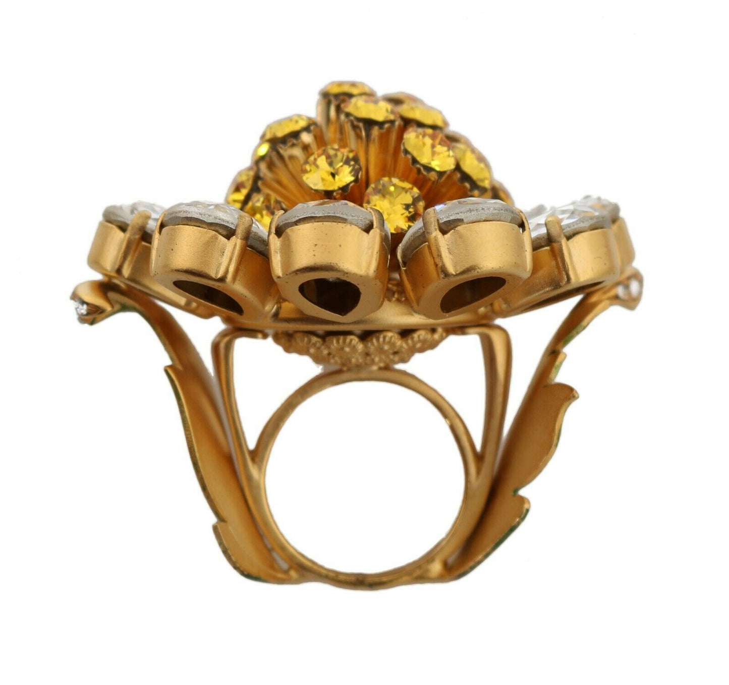 Dolce & Gabbana Goldmessing Gelber Kristallblumenring