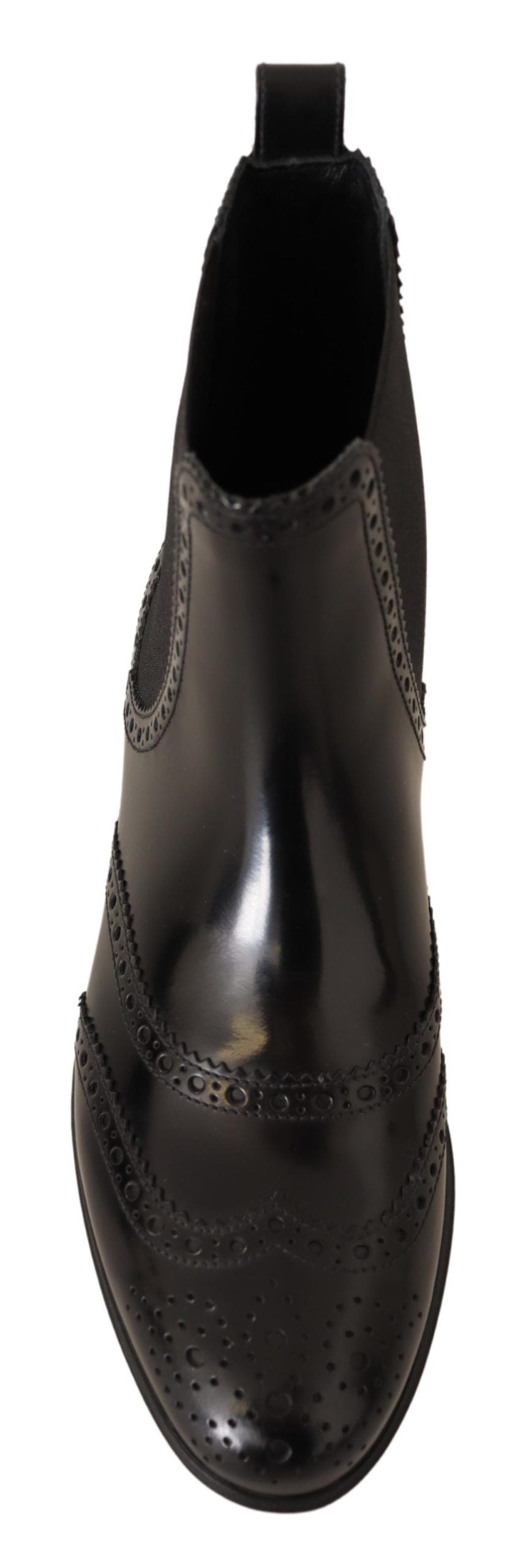 Dolce & Gabbana Schwarze Leder Knöchelhohe Flache Stiefel Schuhe