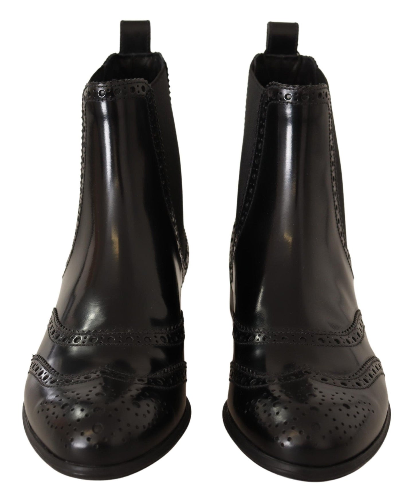 Dolce & Gabbana Schwarze Leder Knöchelhohe Flache Stiefel Schuhe