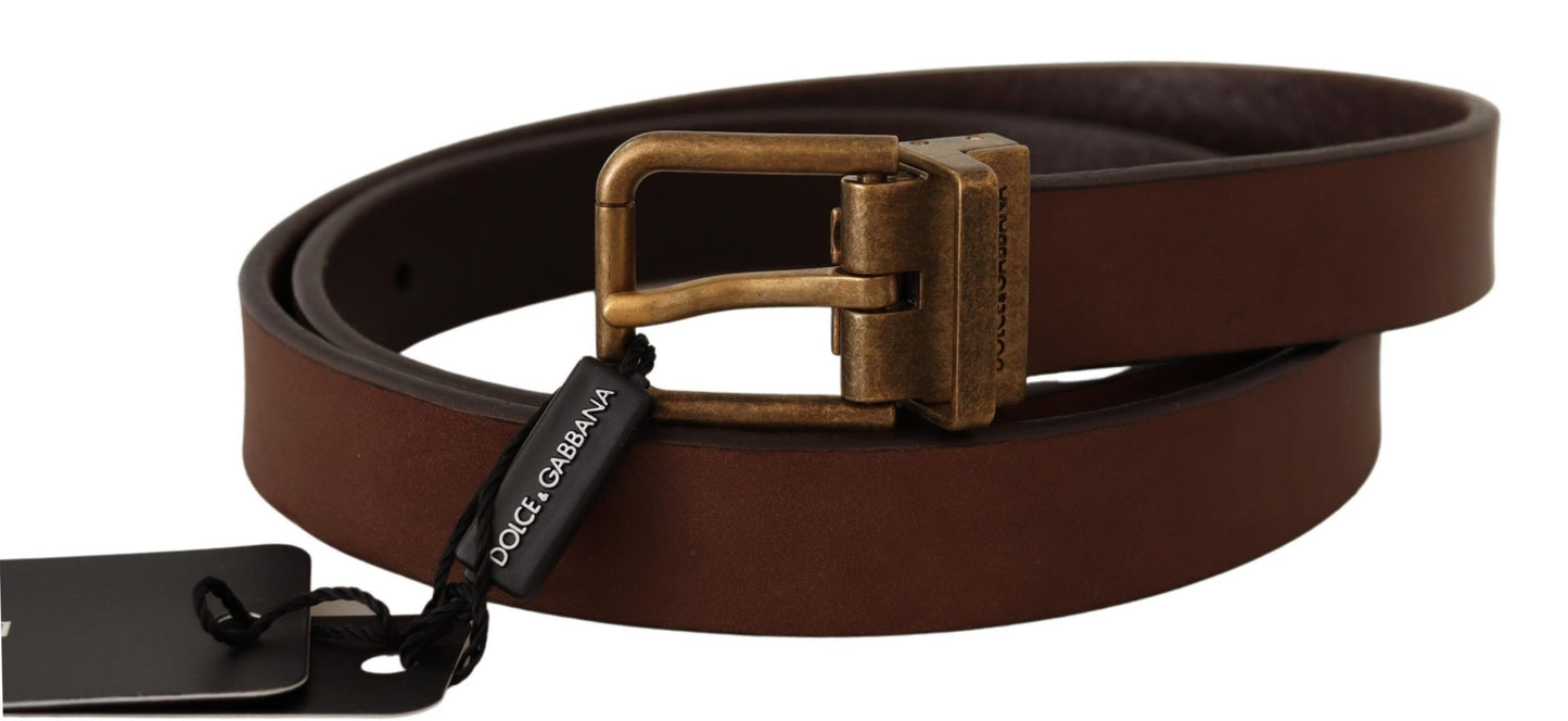 Dolce & Gabbana – Cintura-Gürtel aus braunem Leder mit rustikaler Schnalle