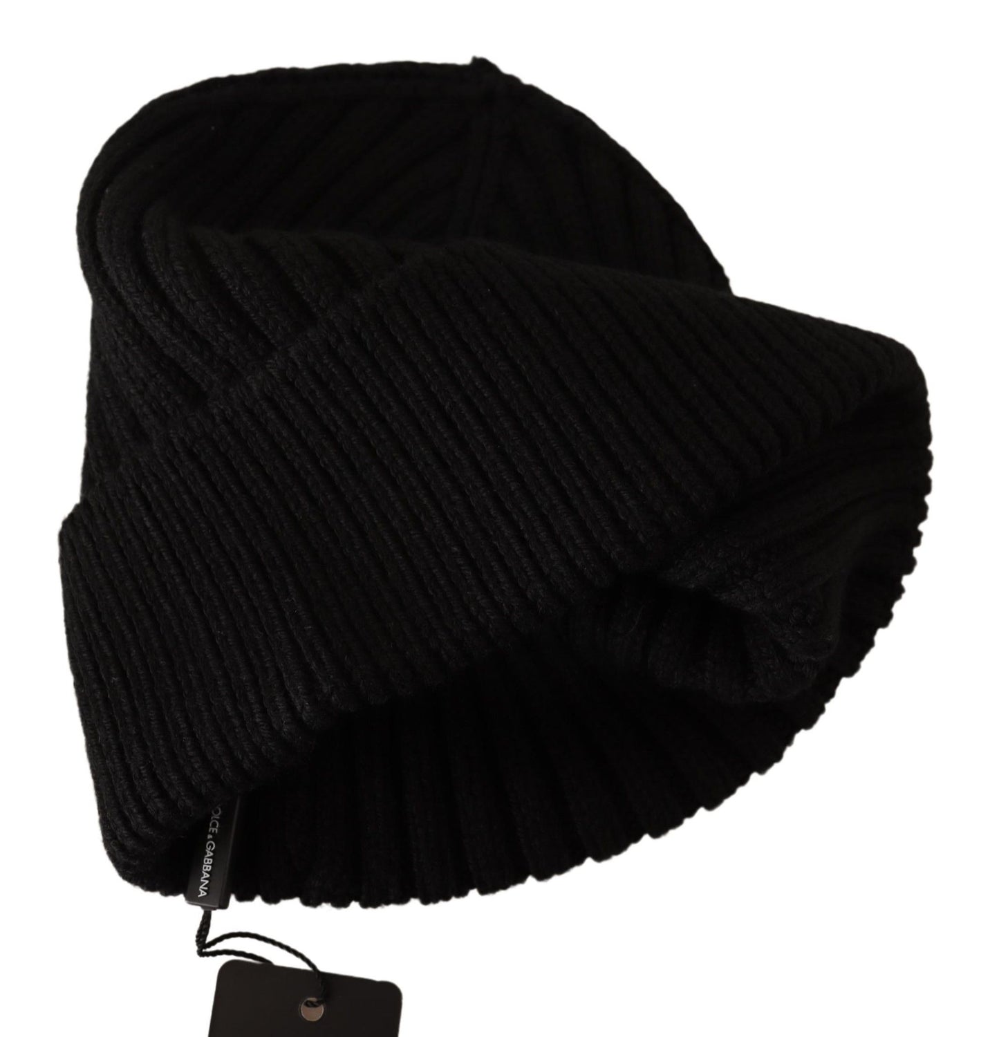 Dolce & Gabbana Schwarze Wollstrickmütze für Damen