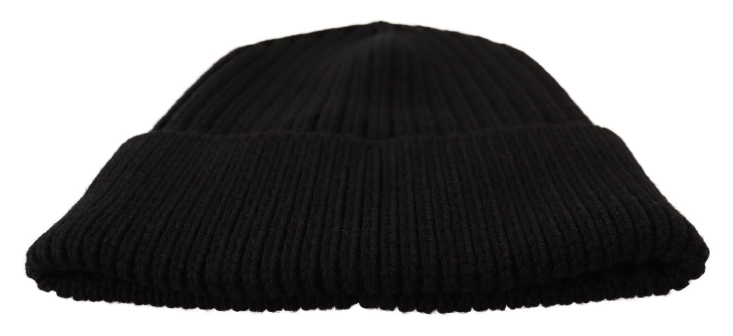Dolce & Gabbana Schwarze Wollstrickmütze für Damen