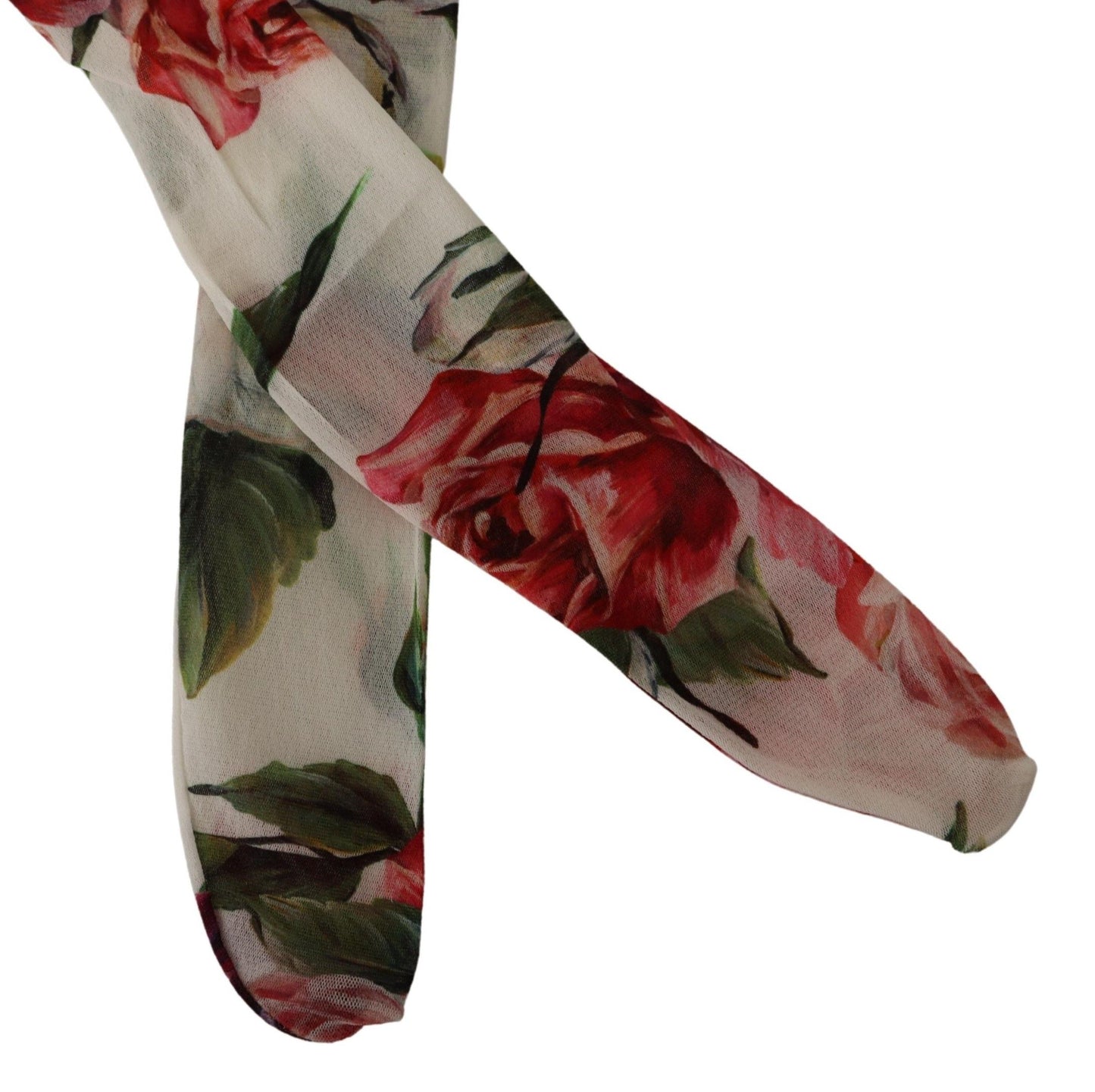 Dolce & Gabbana – Weiße Nylonstrumpfhose mit Blumenmuster
