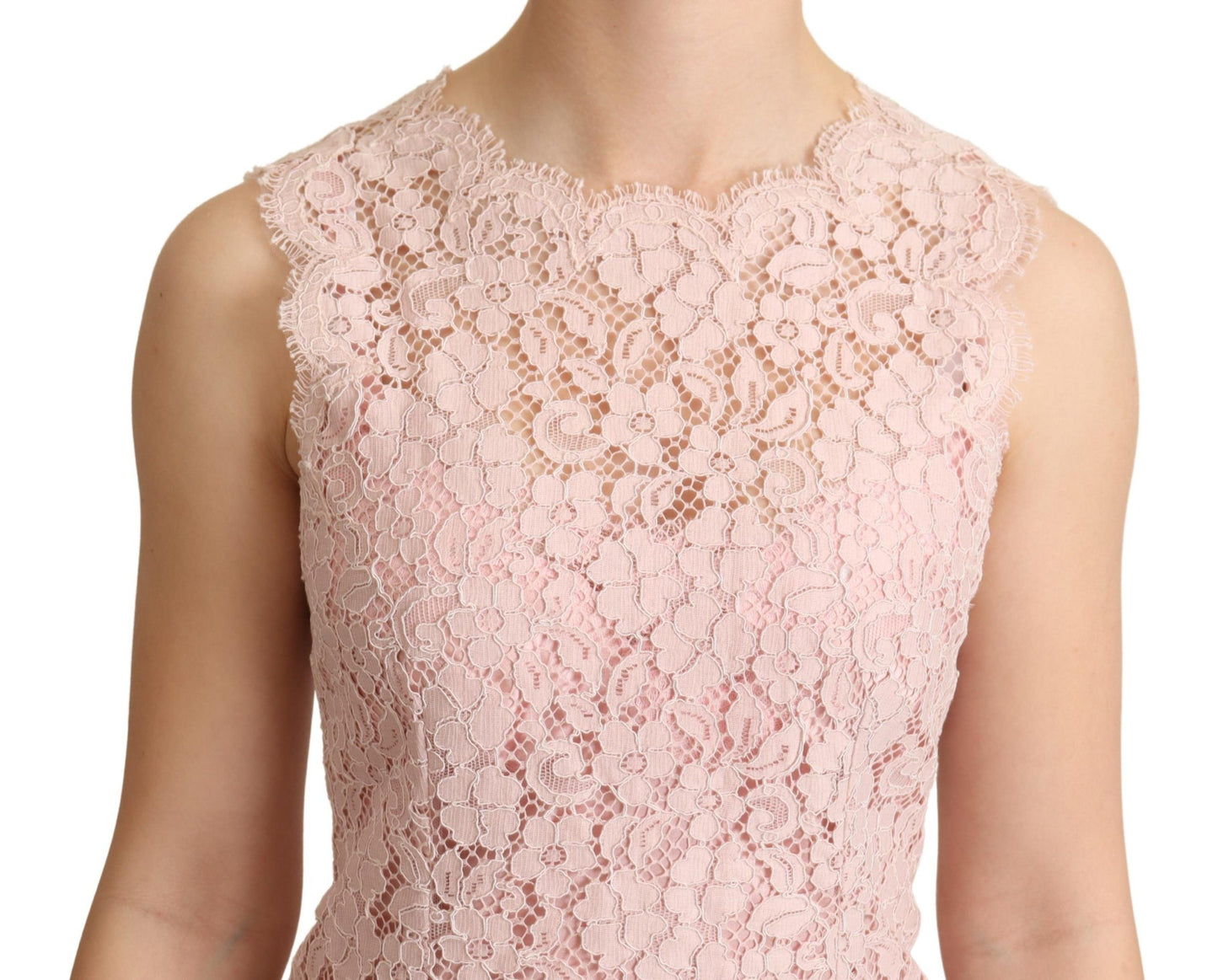 Dolce & Gabbana, rosafarbenes, ärmelloses Tanktop aus geblümter Spitze