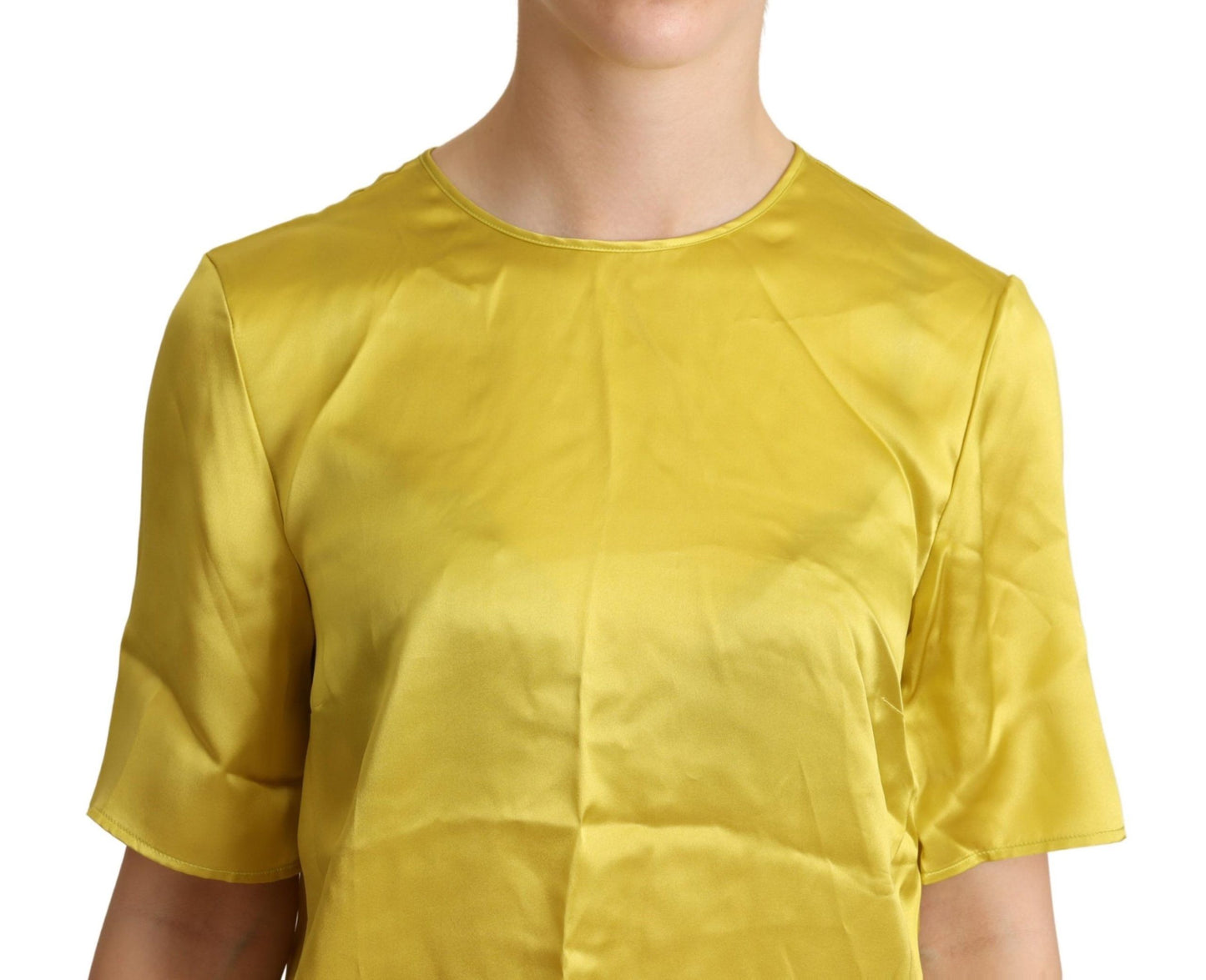 Dolce & Gabbana – Gelbes, kurzärmliges Seidenblusen-T-Shirt