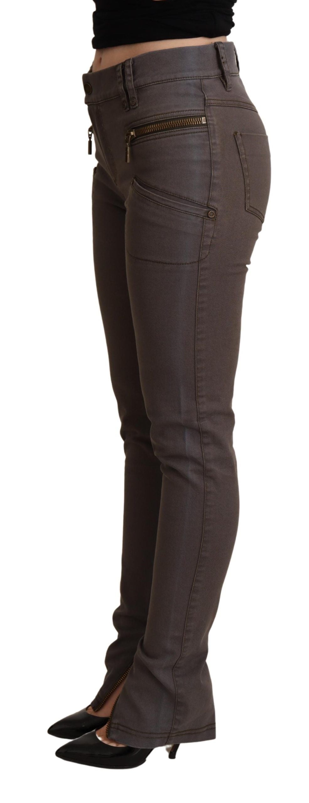 PLEIN SUD – Braune Skinny-Jeans aus Baumwollstretch