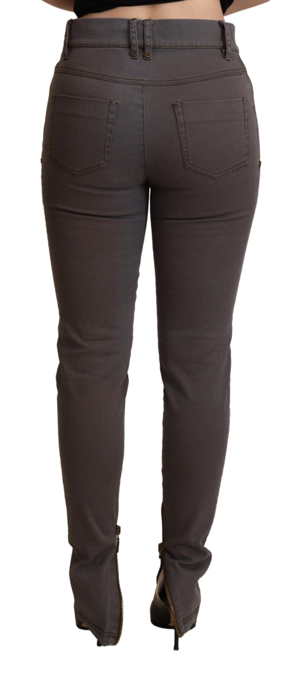 PLEIN SUD – Braune Skinny-Jeans aus Baumwollstretch