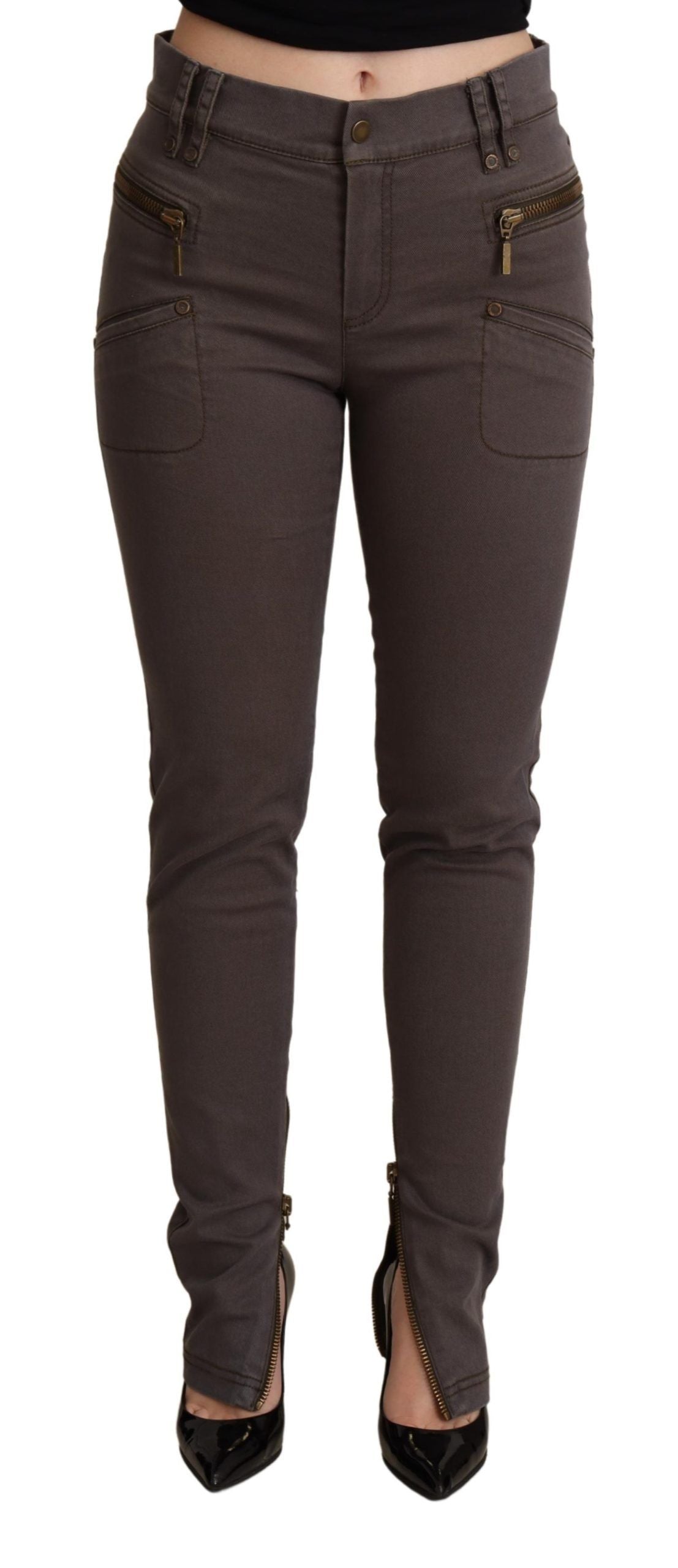 PLEIN SUD – Braune Skinny-Jeans aus Baumwollstretch