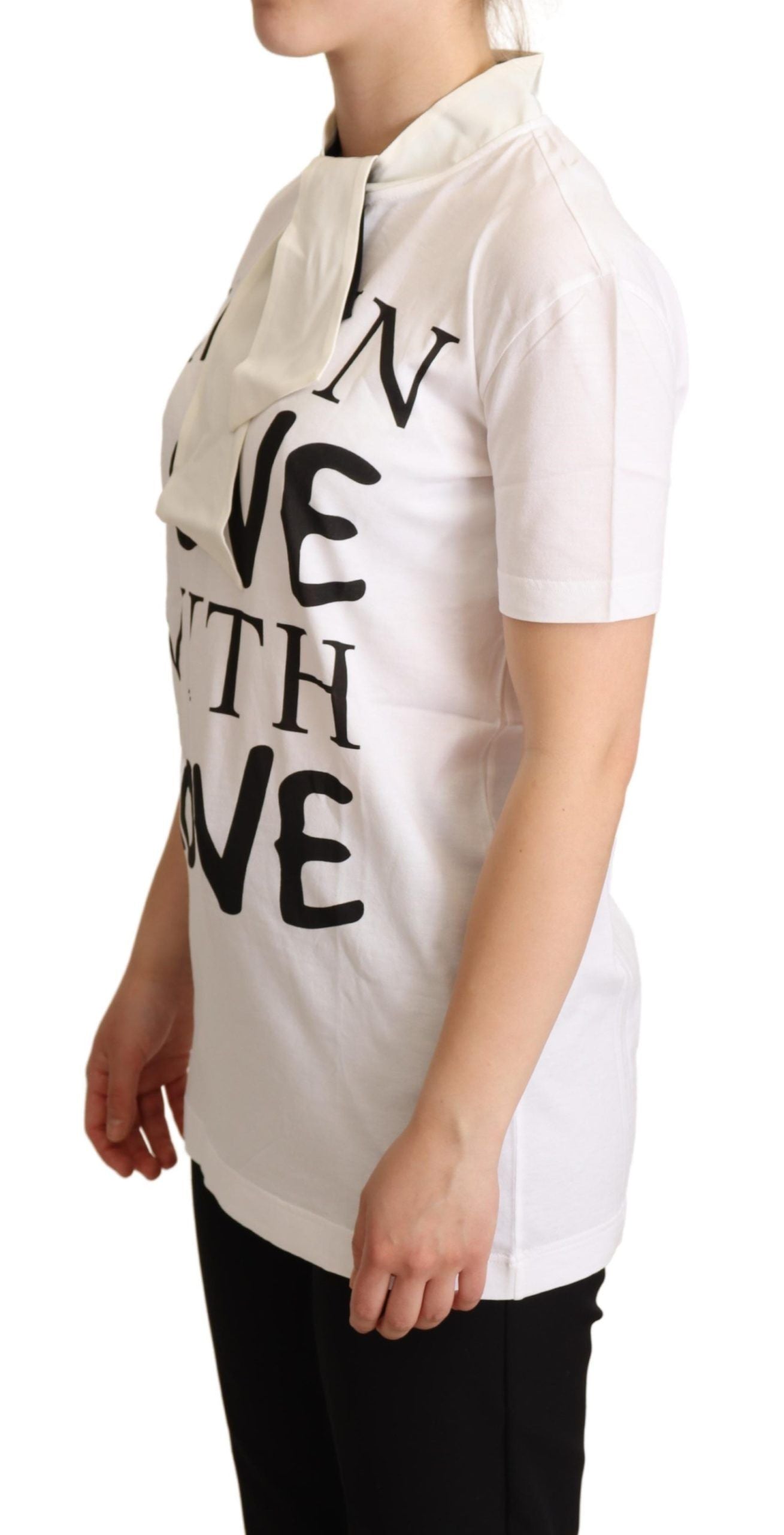Dolce & Gabbana Weißes T-Shirt aus Baumwollseide „I’m In Love“
