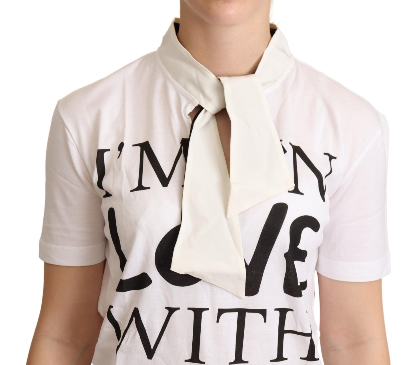 Dolce & Gabbana Weißes T-Shirt aus Baumwollseide „I’m In Love“