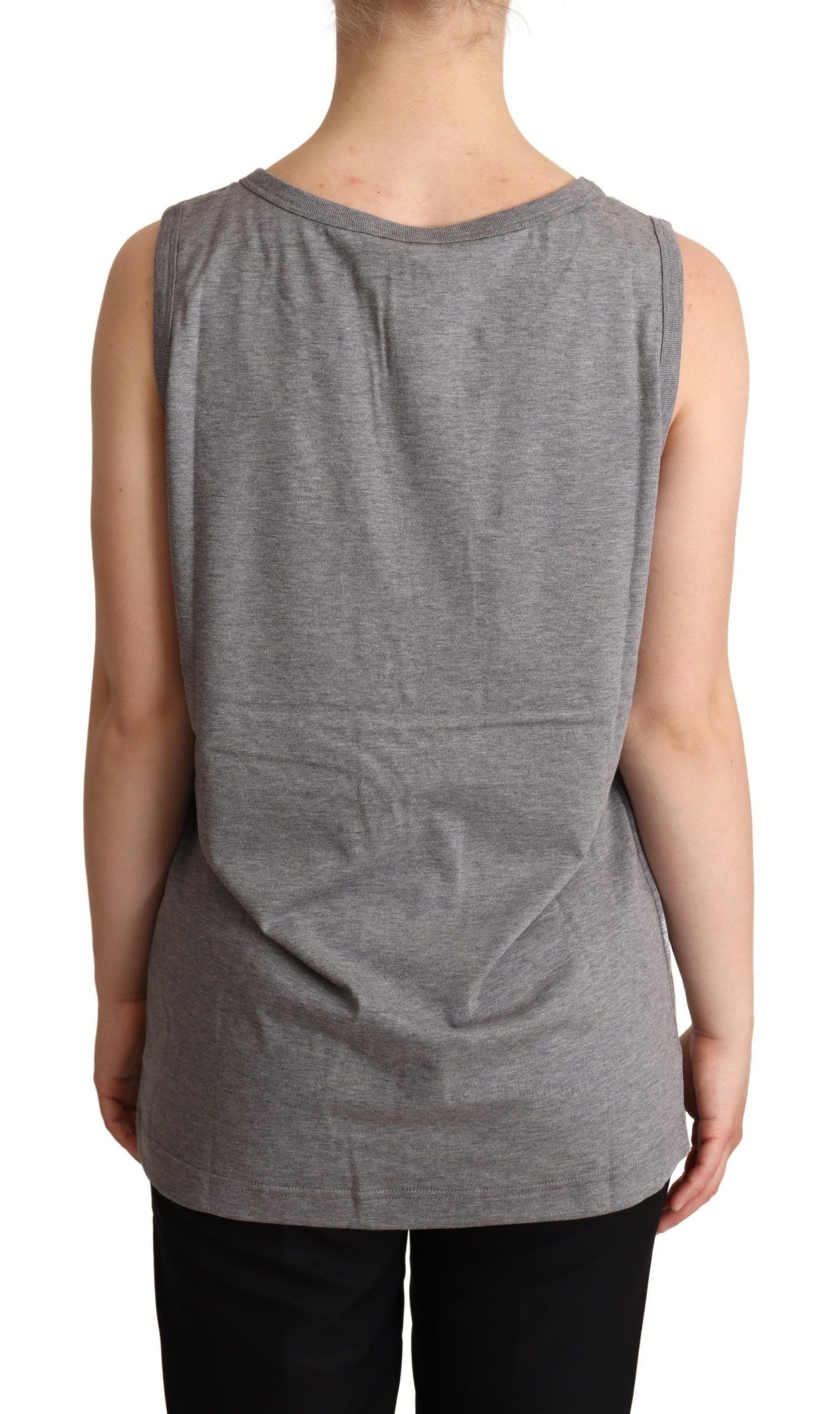 Dolce & Gabbana Graues ärmelloses Tanktop mit Rundhalsausschnitt