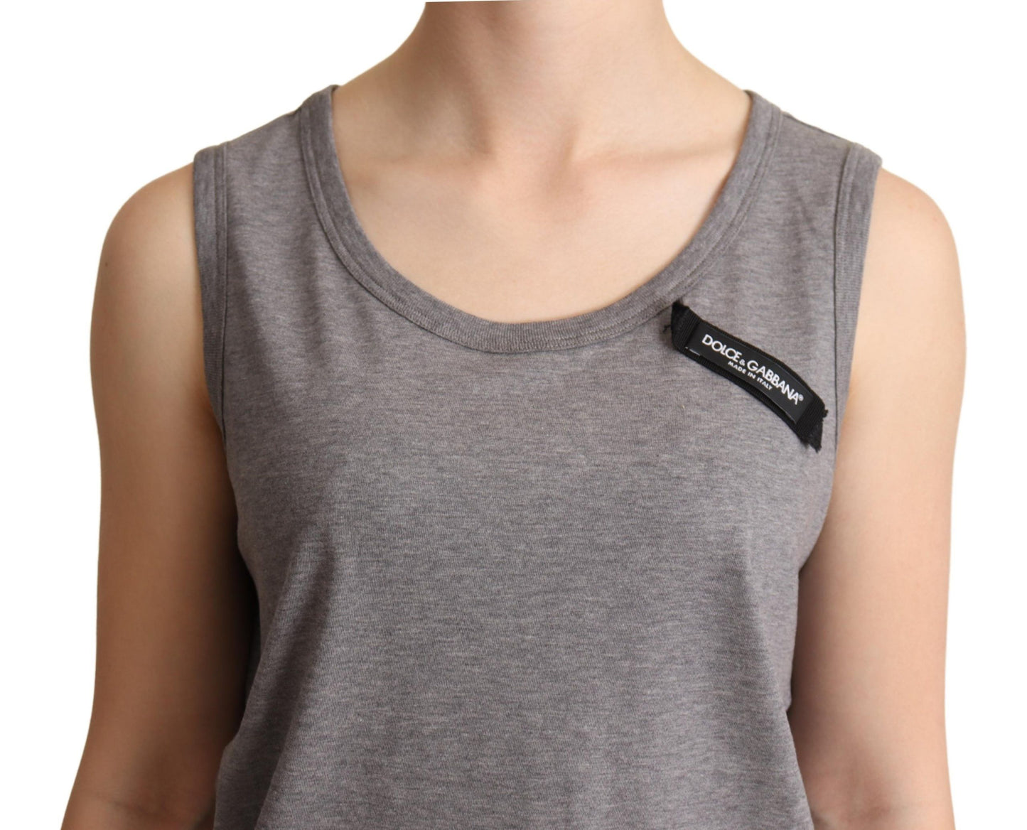 Dolce & Gabbana Graues ärmelloses Tanktop mit Rundhalsausschnitt