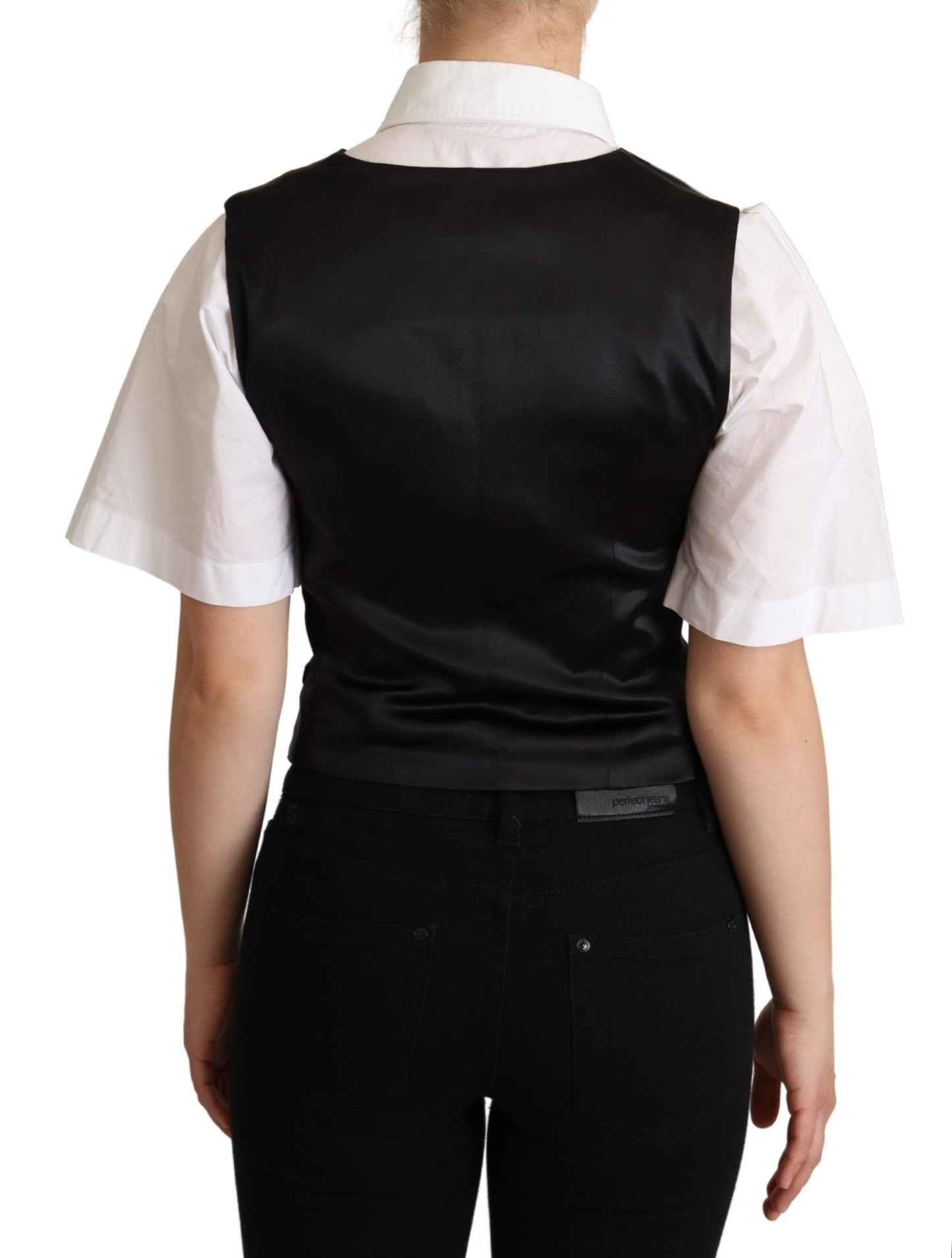 Dolce & Gabbana Schwarze ärmellose Weste aus Seide