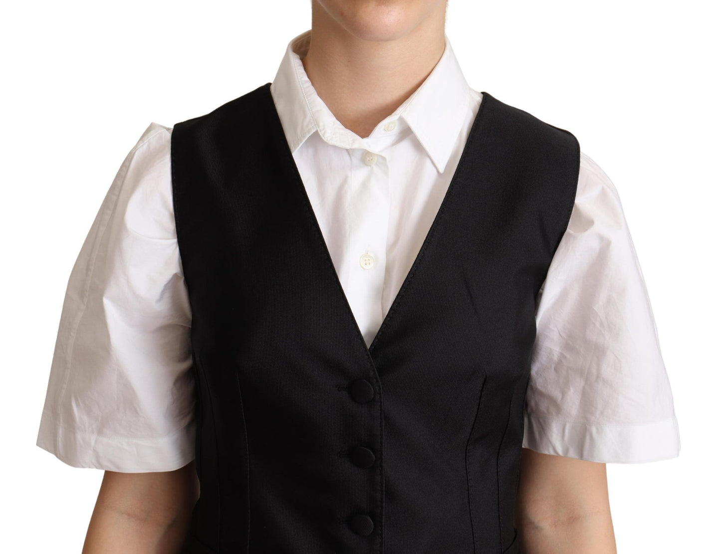 Dolce & Gabbana Schwarze ärmellose Weste aus Seide