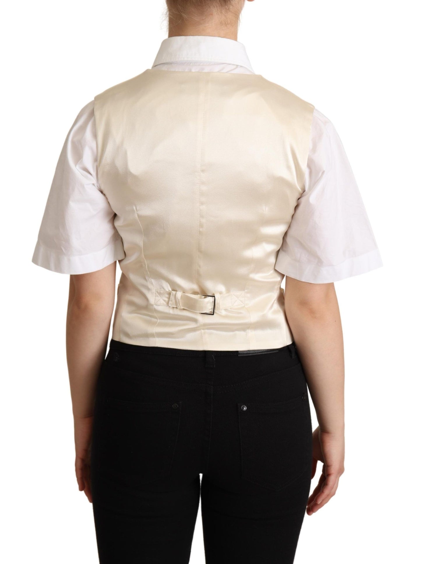 Dolce & Gabbana Beige Seidenweste ohne Ärmel