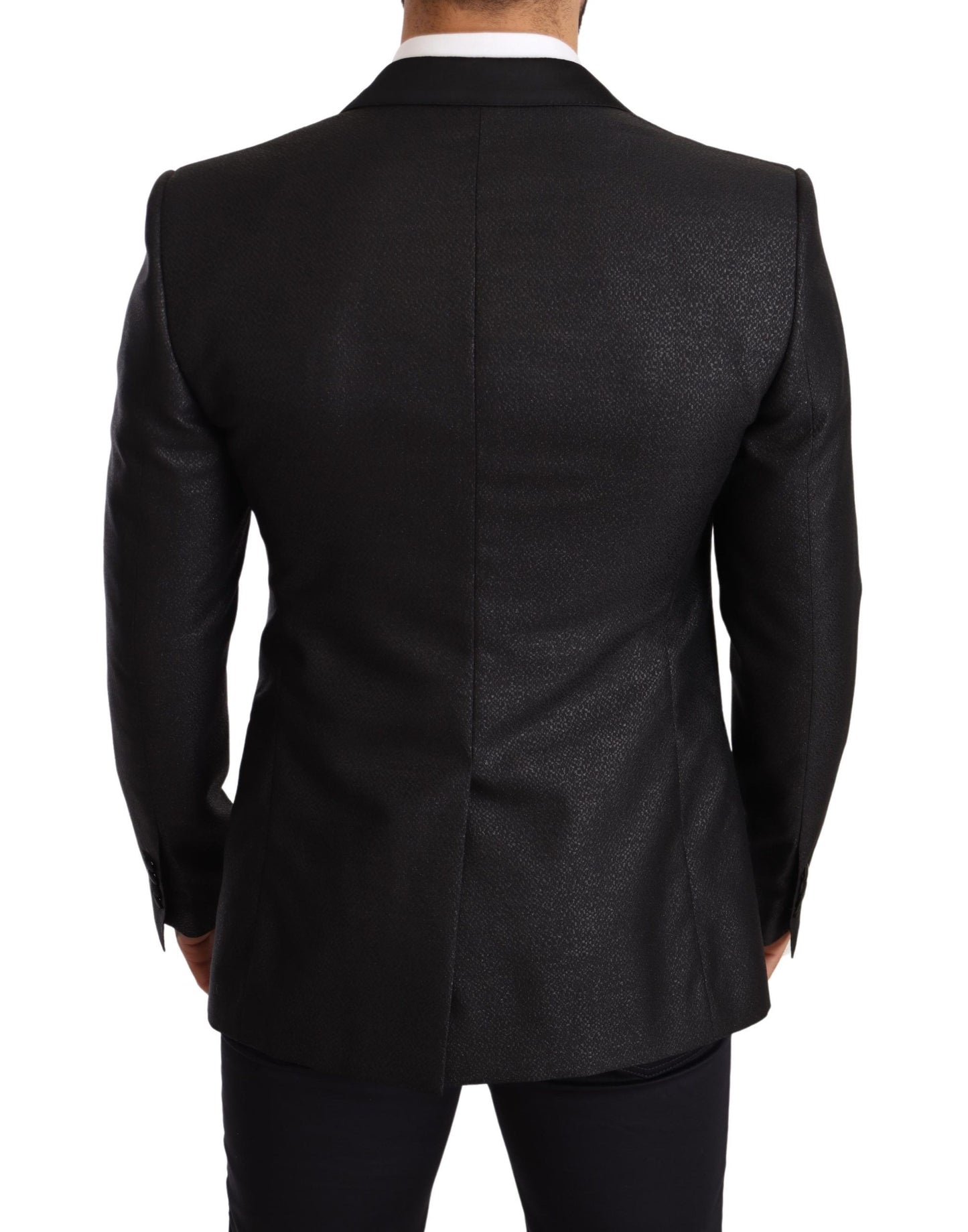 Dolce & Gabbana – Smokingblazer in Schwarz-Metallic mit schmaler Jacke