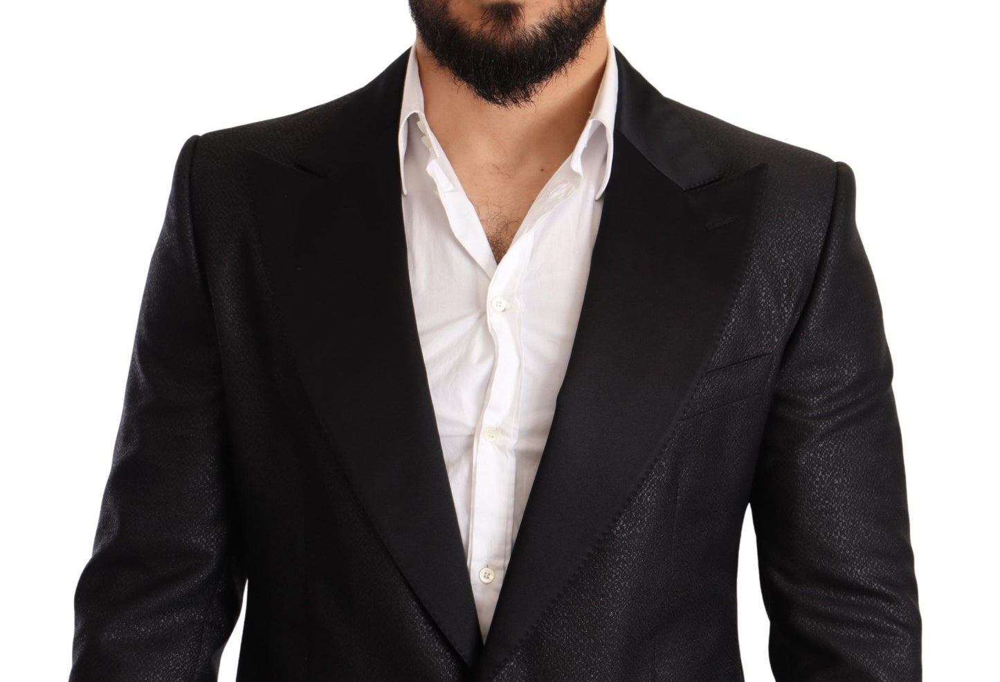 Dolce & Gabbana – Smokingblazer in Schwarz-Metallic mit schmaler Jacke