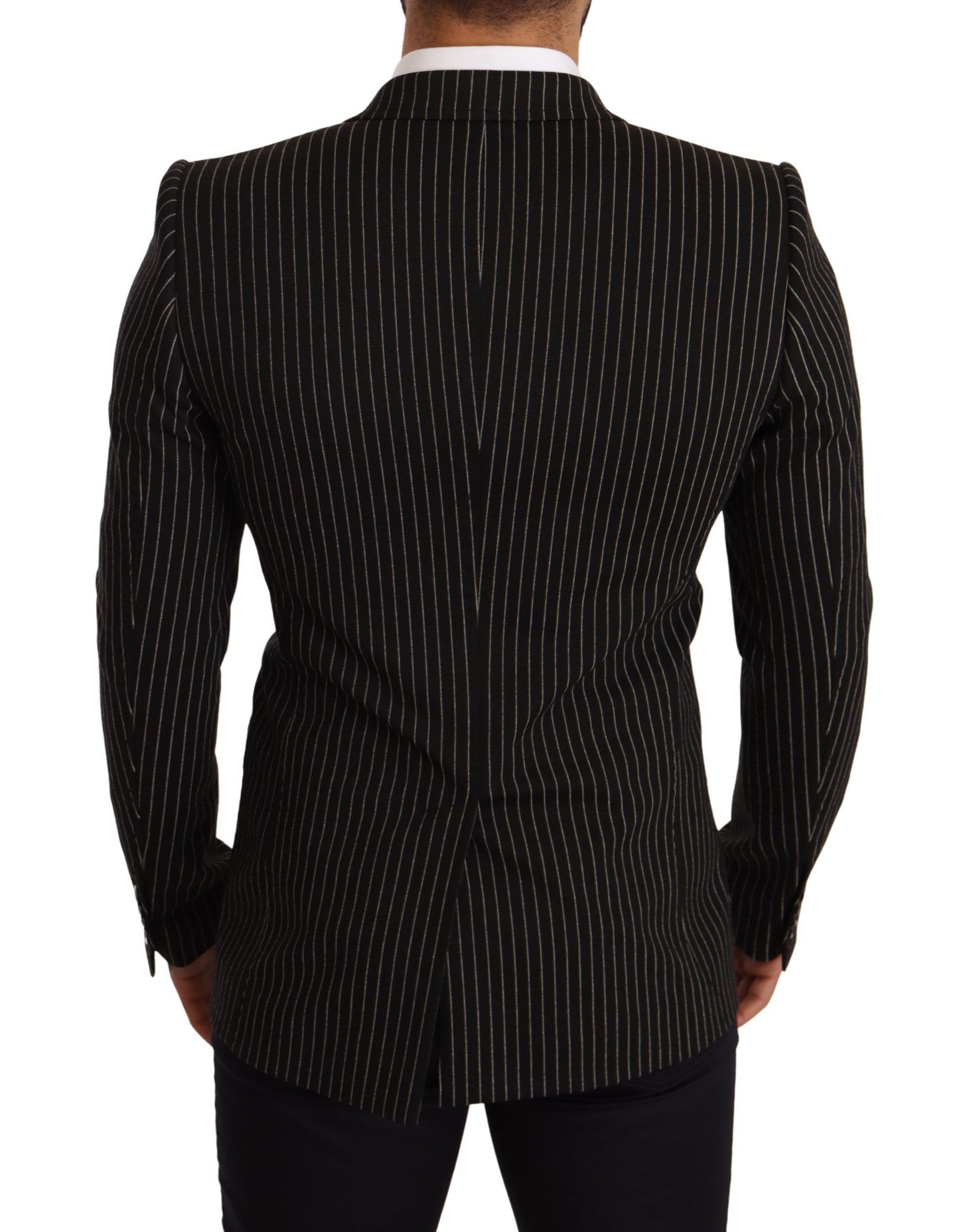 Dolce & Gabbana – Schwarz-weiß gestreifter Slim-Fit-Mantelblazer