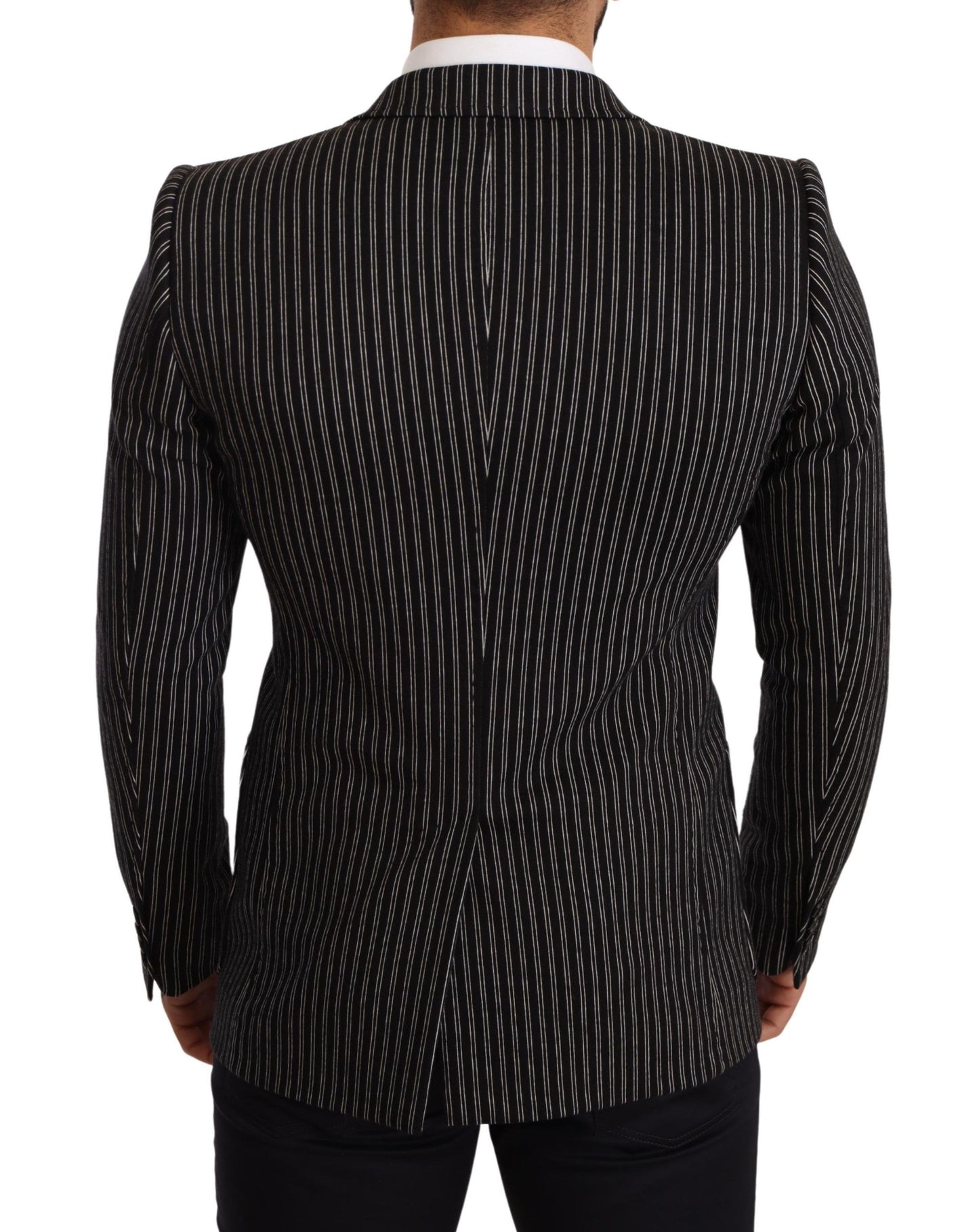 Dolce & Gabbana – Schwarz gestreifter Slim Fit-Blazer aus Wolle