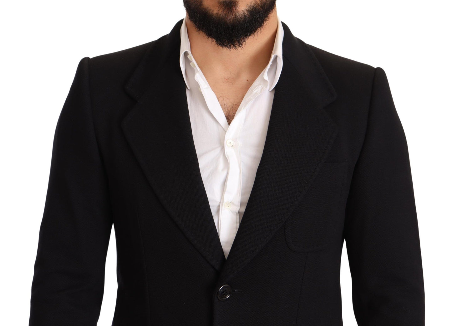 Dolce & Gabbana – Schwarzer Slim Fit-Manteljacken-Blazer aus Baumwolle