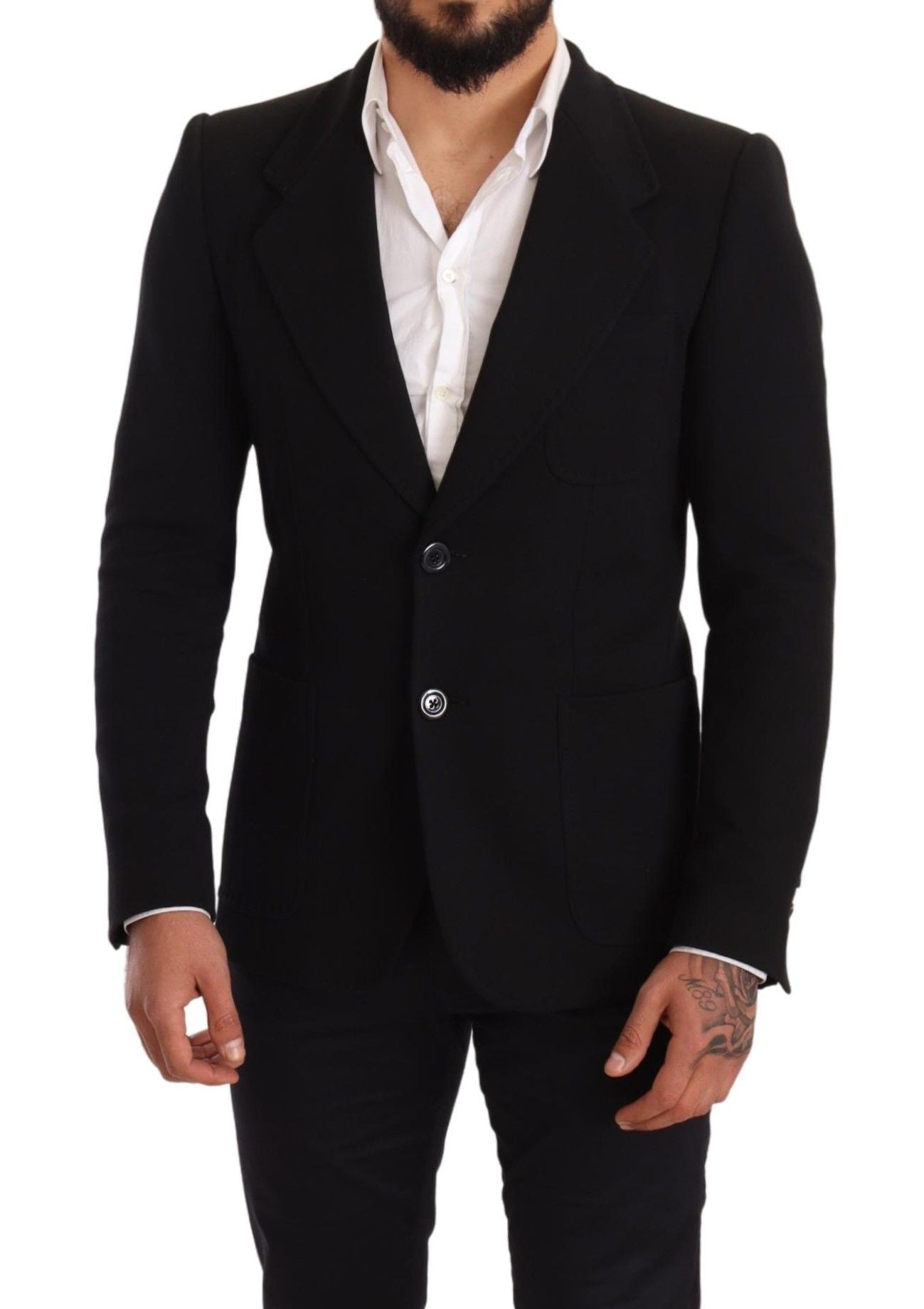 Dolce & Gabbana – Schwarzer Slim Fit-Manteljacken-Blazer aus Baumwolle