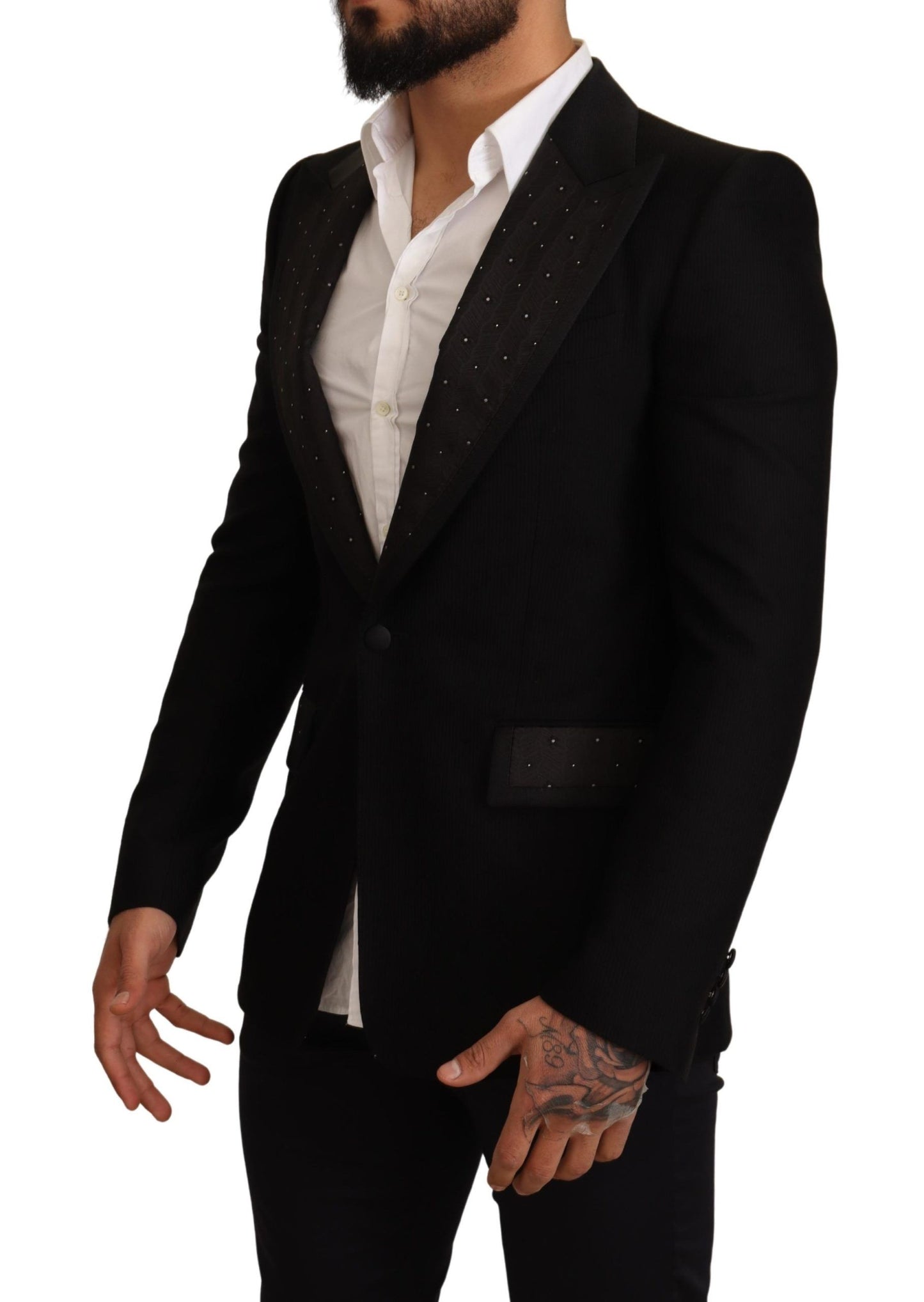 Dolce & Gabbana – Schmal geschnittener Mantel-Blazer aus schwarzer Wolle