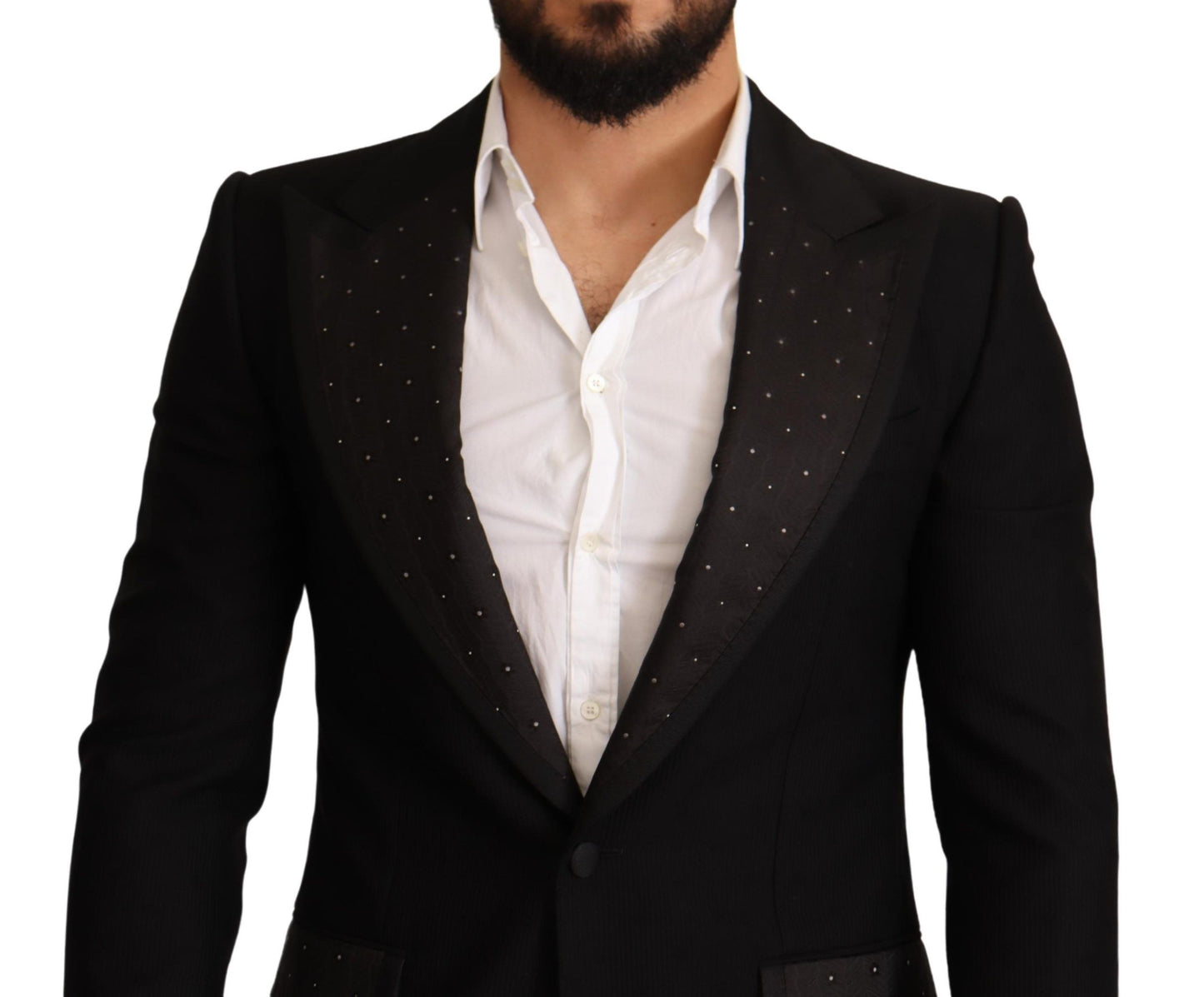 Dolce & Gabbana – Schmal geschnittener Mantel-Blazer aus schwarzer Wolle