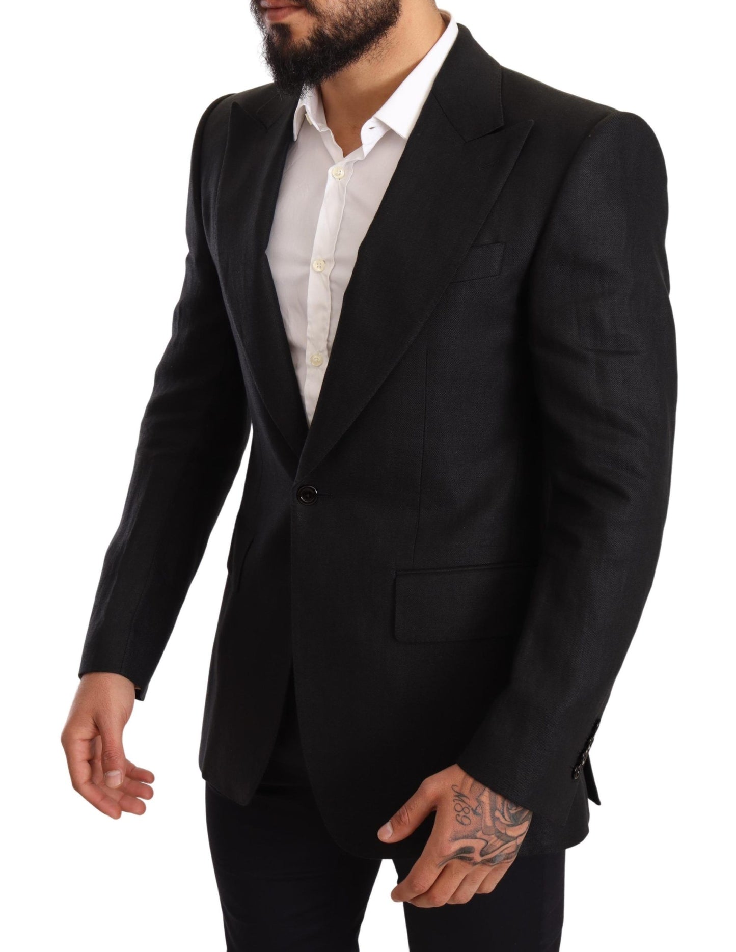 Dolce & Gabbana – Slim Fit – Manteljacke aus schwarzem Leinen