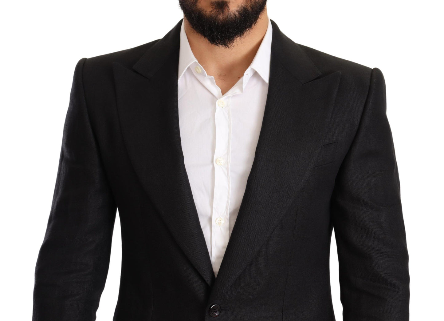Dolce & Gabbana – Slim Fit – Manteljacke aus schwarzem Leinen