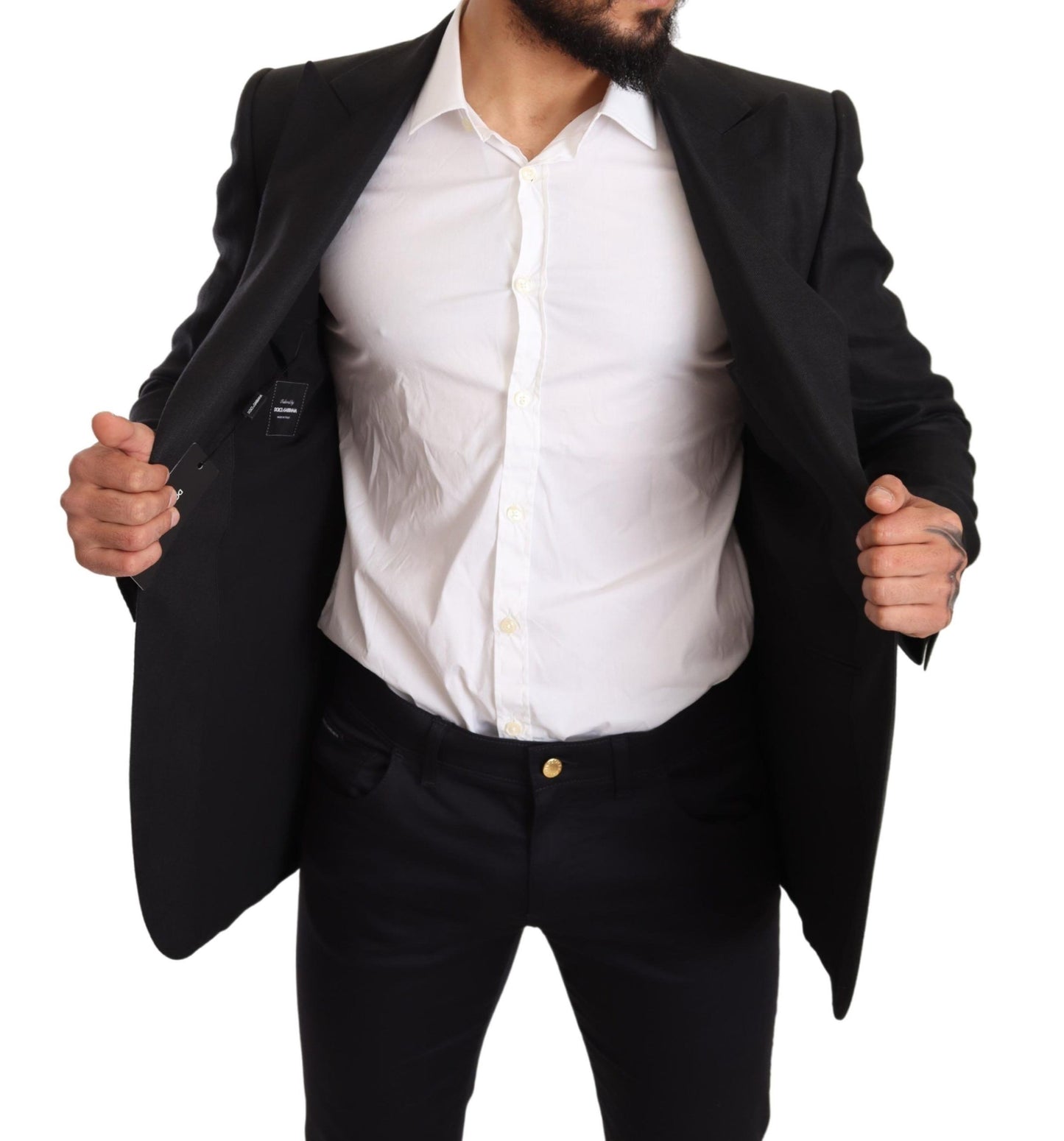 Dolce & Gabbana – Slim Fit – Manteljacke aus schwarzem Leinen