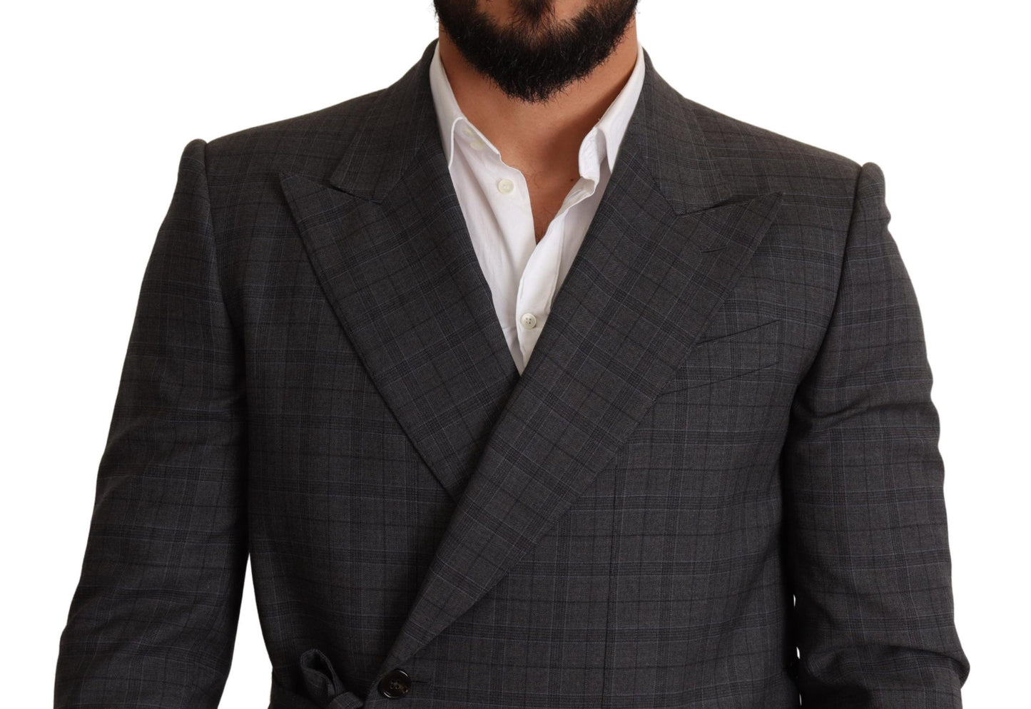 Dolce & Gabbana – Grau karierte Slim Fit-Blazerjacke aus Wolle