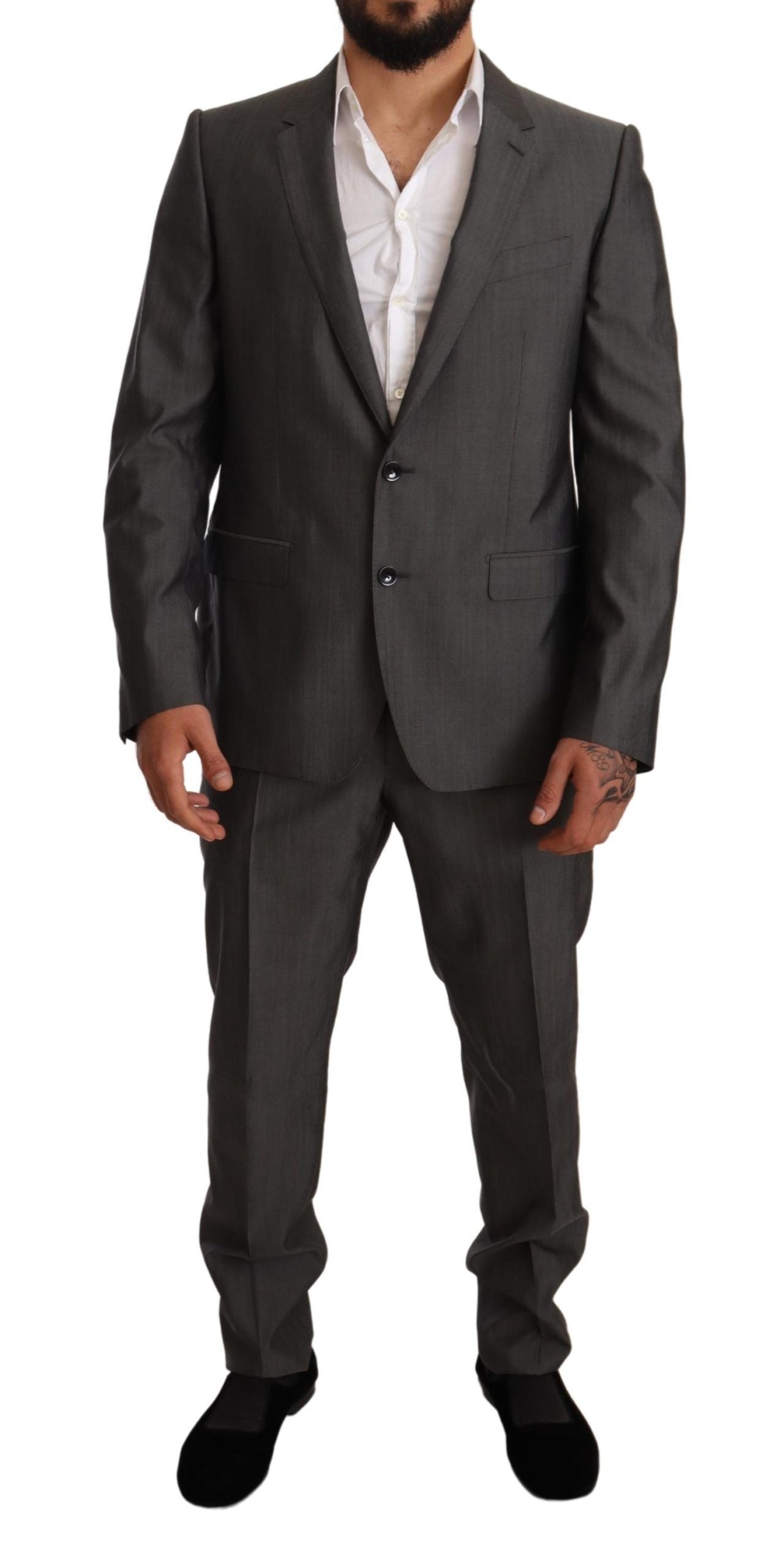 Dolce & Gabbana Grau Metallic MARTINI Slim Fit Anzug